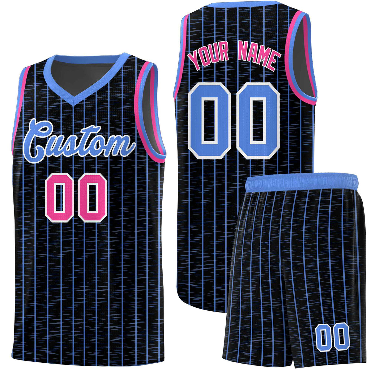 Custom Black Custom Gray Pinstripe Retro Sets Uniform Basketball Jersey