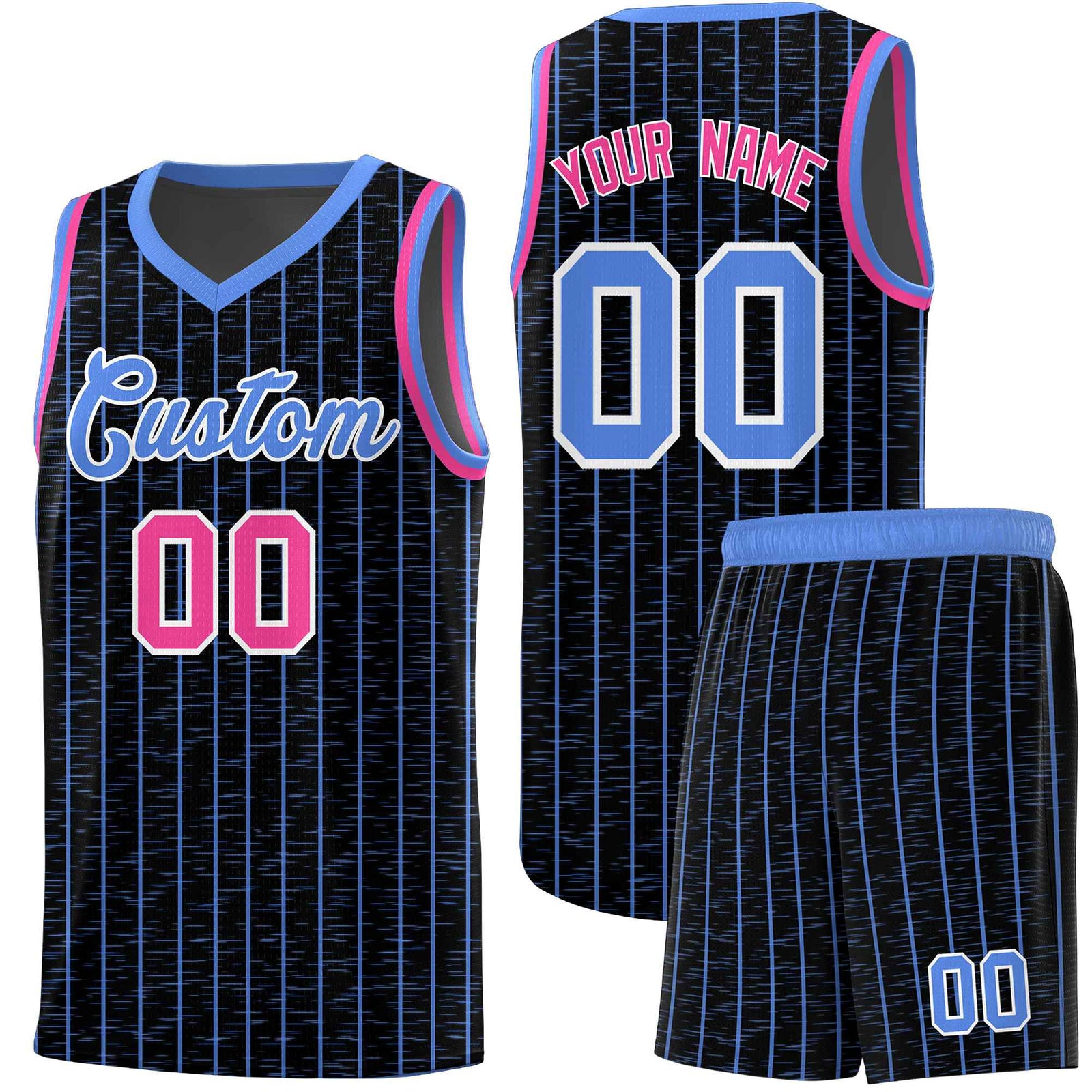 Custom Black Custom Gray Pinstripe Retro Sets Uniform Basketball Jersey