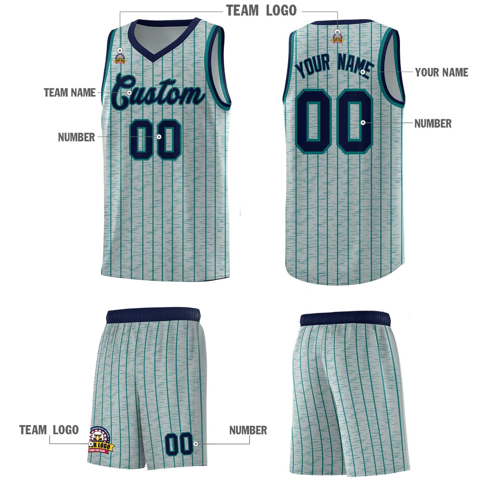 Custom Gray Custom Gray Pinstripe Retro Sets Uniform Basketball Jersey