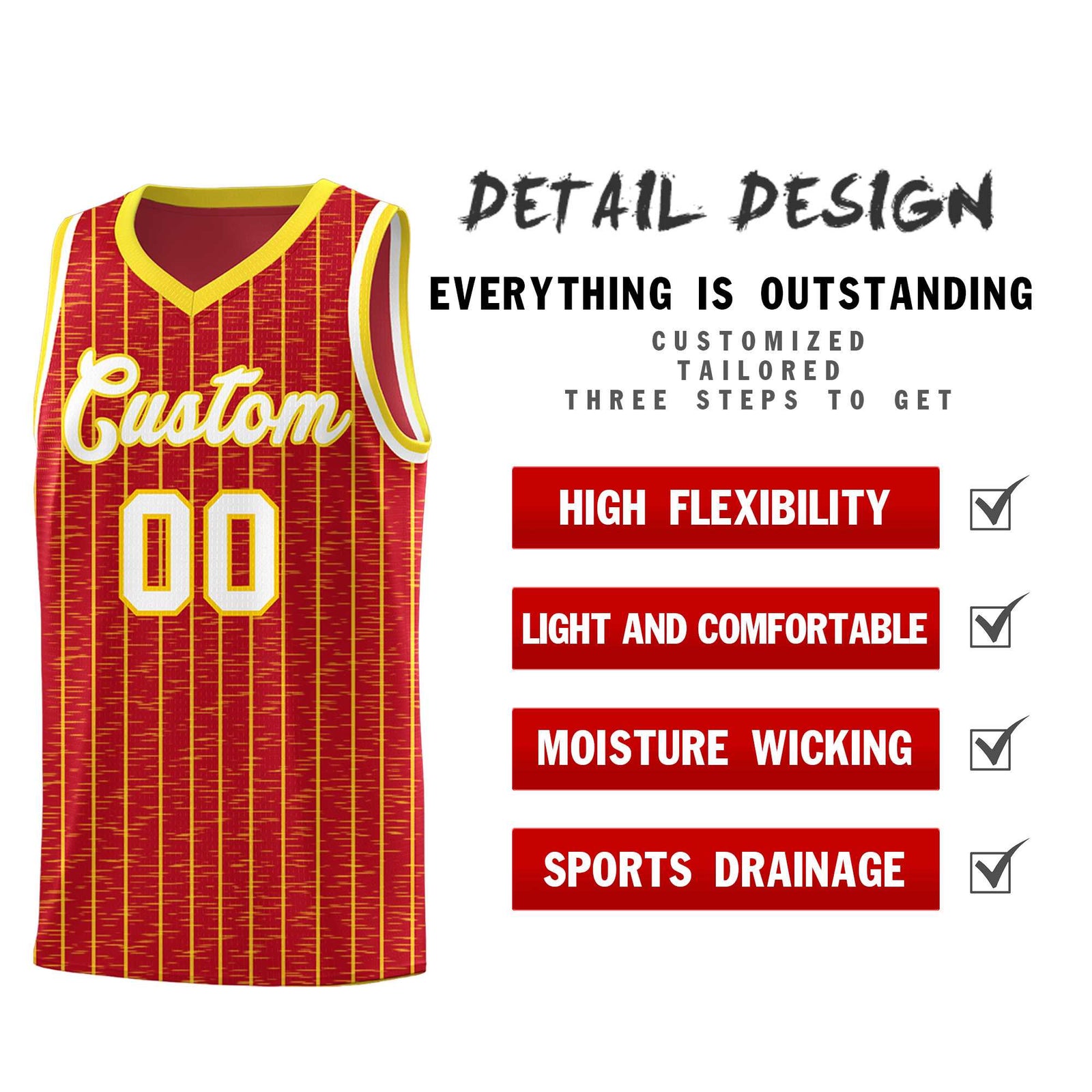 Custom Red Custom Gray Pinstripe Retro Sets Uniform Basketball Jersey