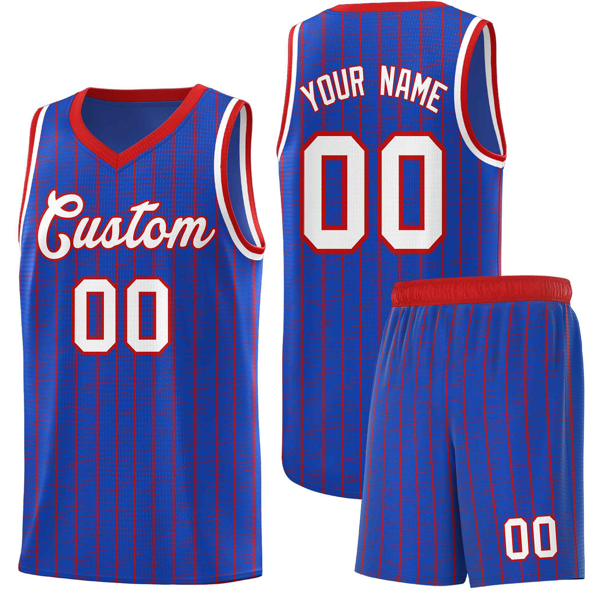 Custom Royal Blue Custom Gray Pinstripe Retro Sets Uniform Basketball Jersey