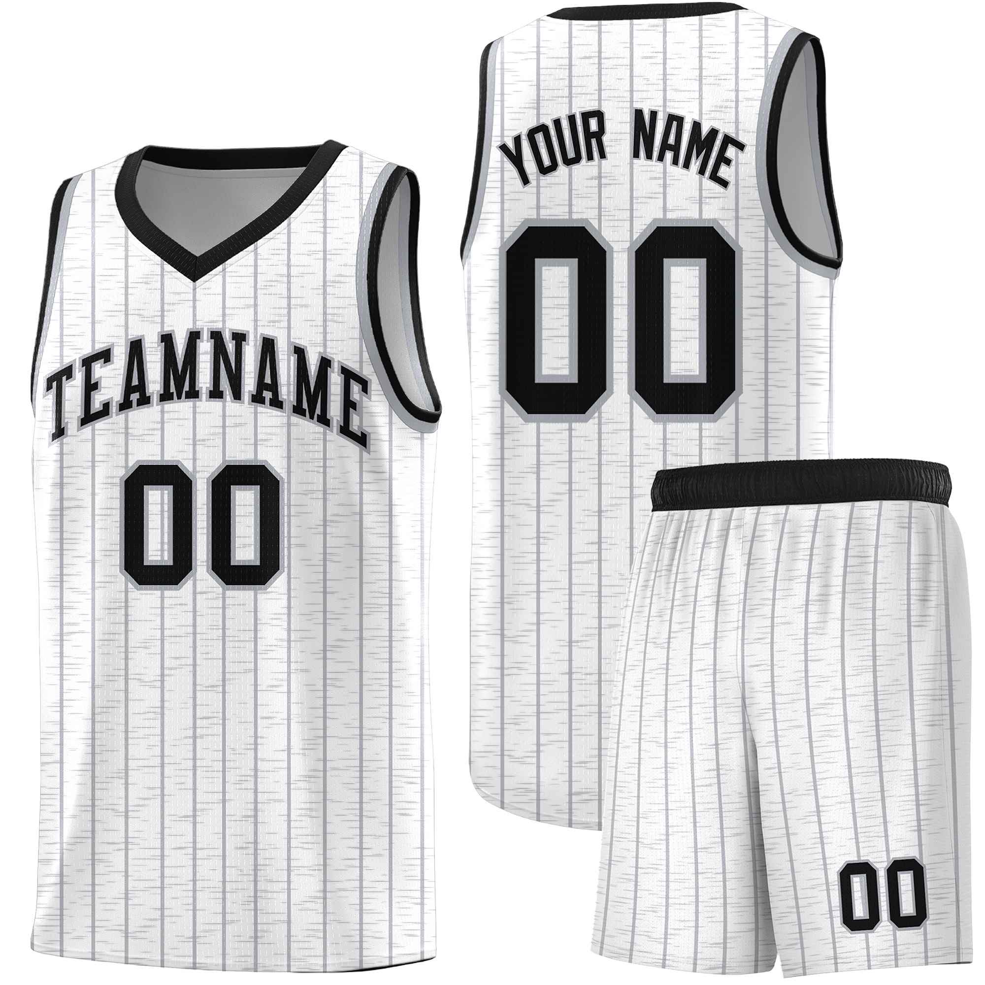 Custom White Custom Gray Pinstripe Retro Sets Uniform Basketball Jersey