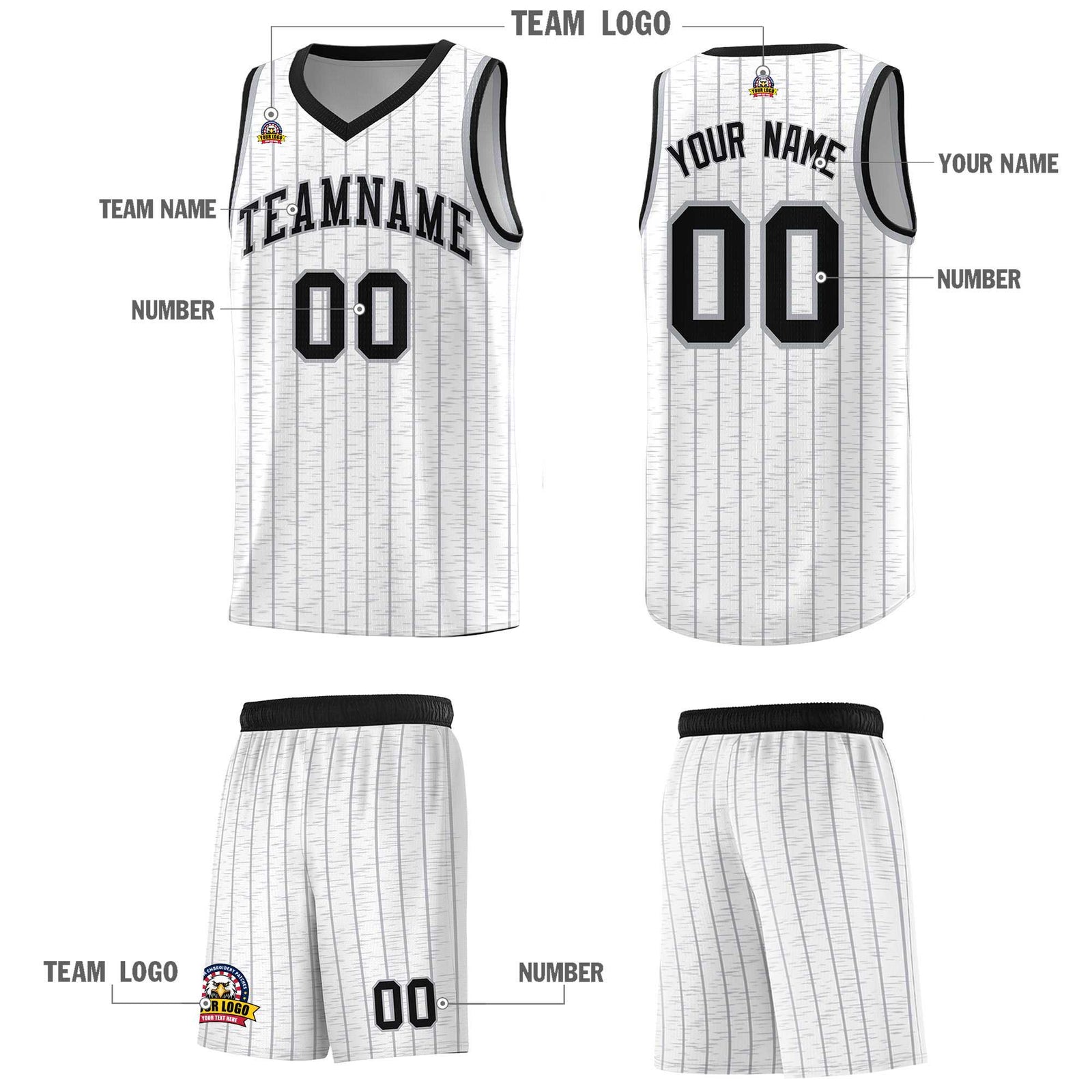 Custom White Custom Gray Pinstripe Retro Sets Uniform Basketball Jersey