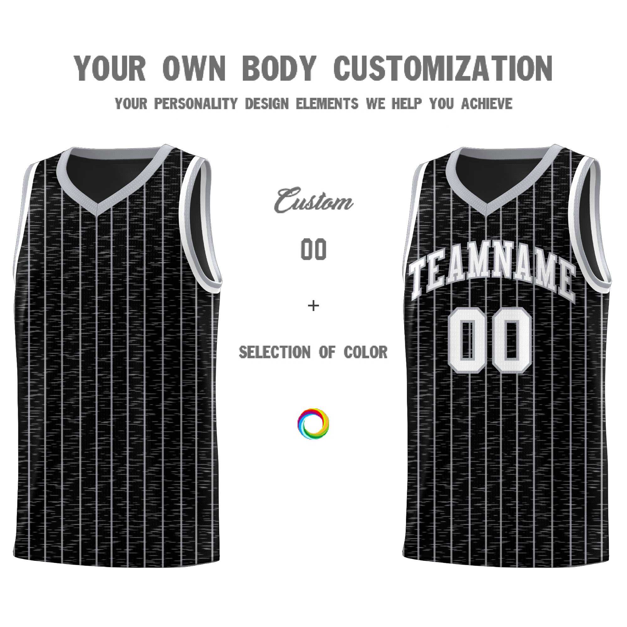 Custom Black Custom Gray Pinstripe Retro Sets Uniform Basketball Jersey