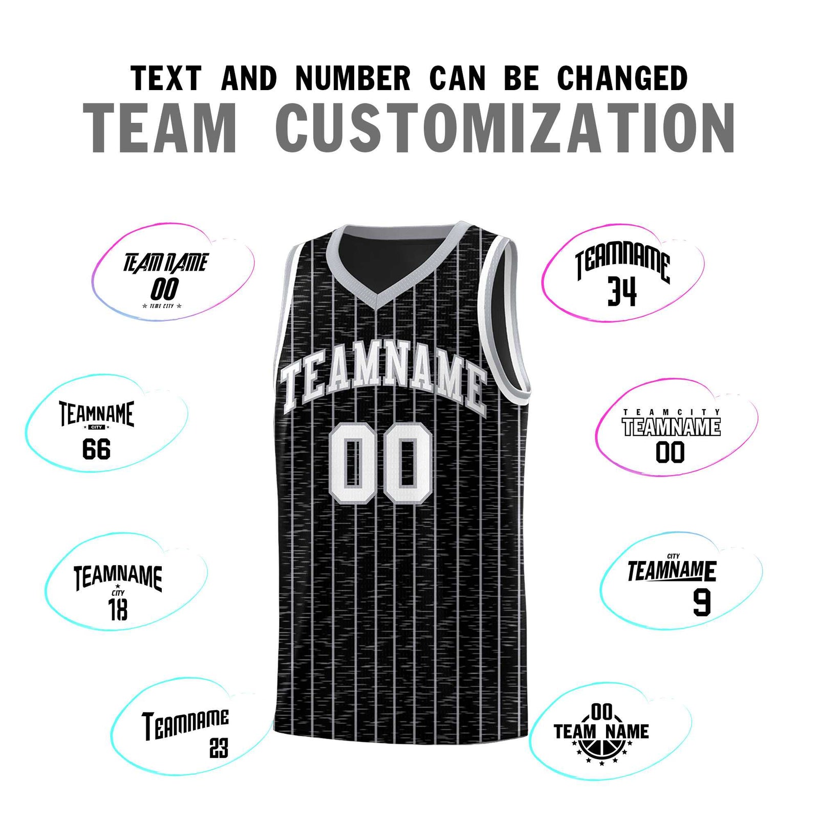 Custom Black Custom Gray Pinstripe Retro Sets Uniform Basketball Jersey