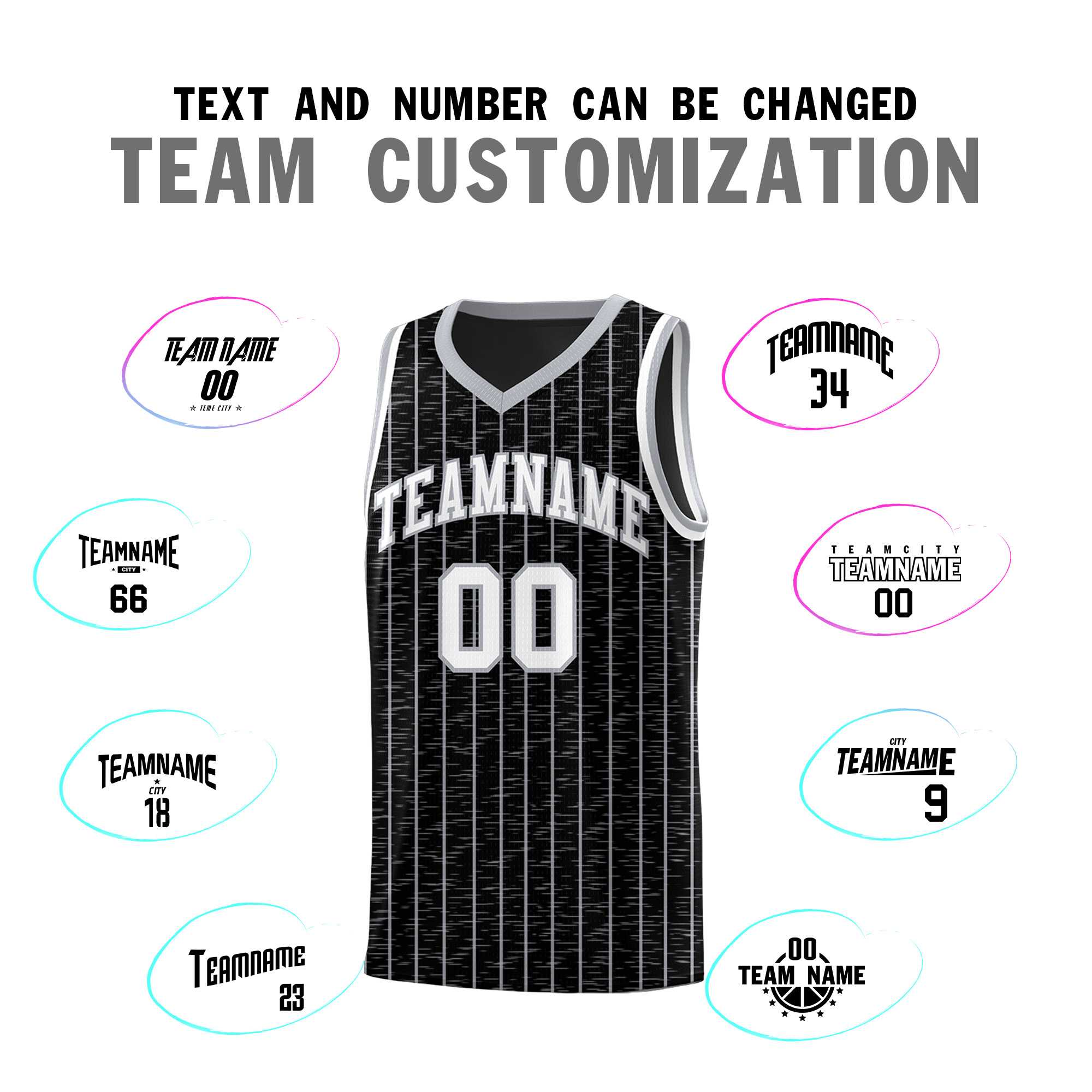 Custom Black Custom Gray Pinstripe Retro Sets Uniform Basketball Jersey