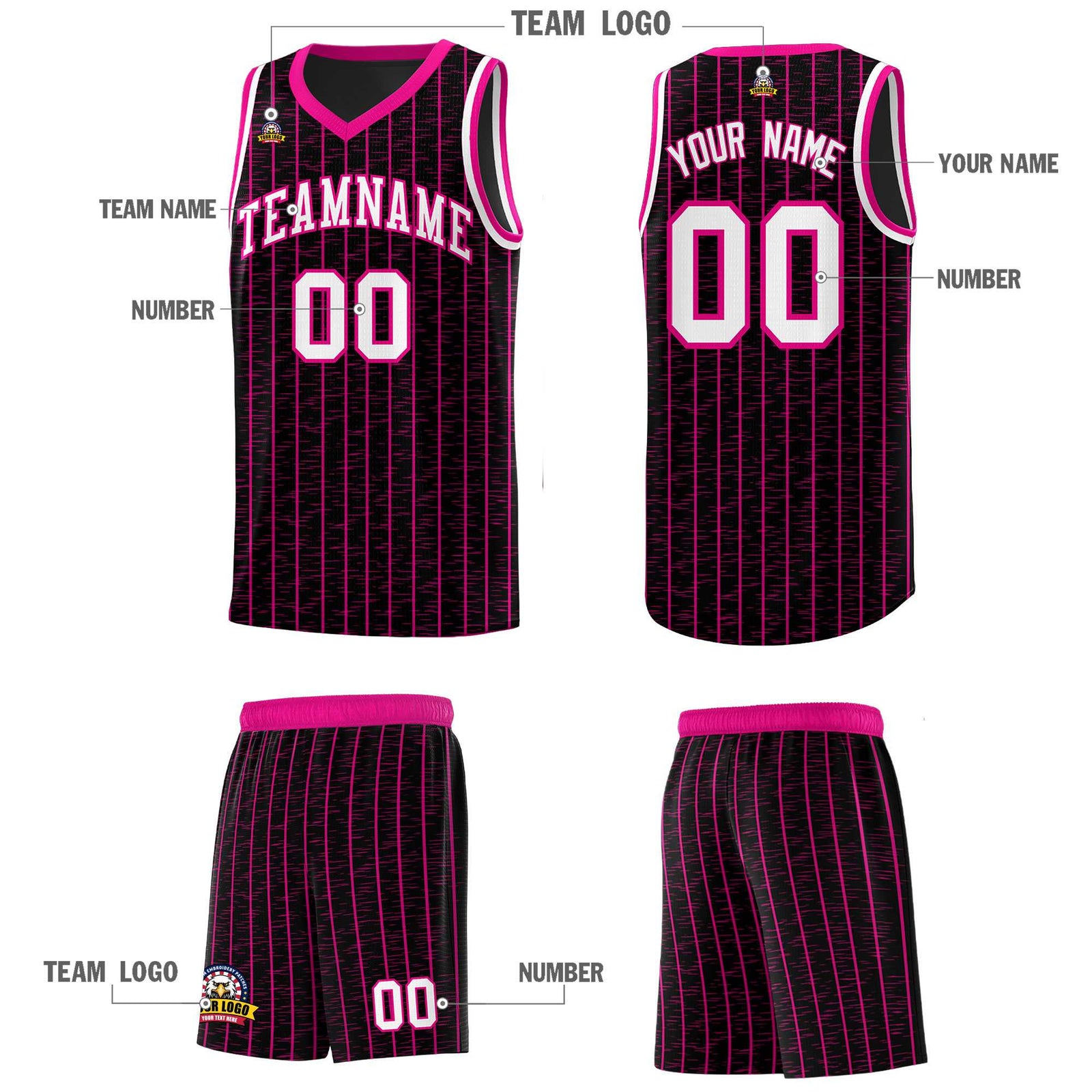 Custom Black Custom Gray Pinstripe Retro Sets Uniform Basketball Jersey