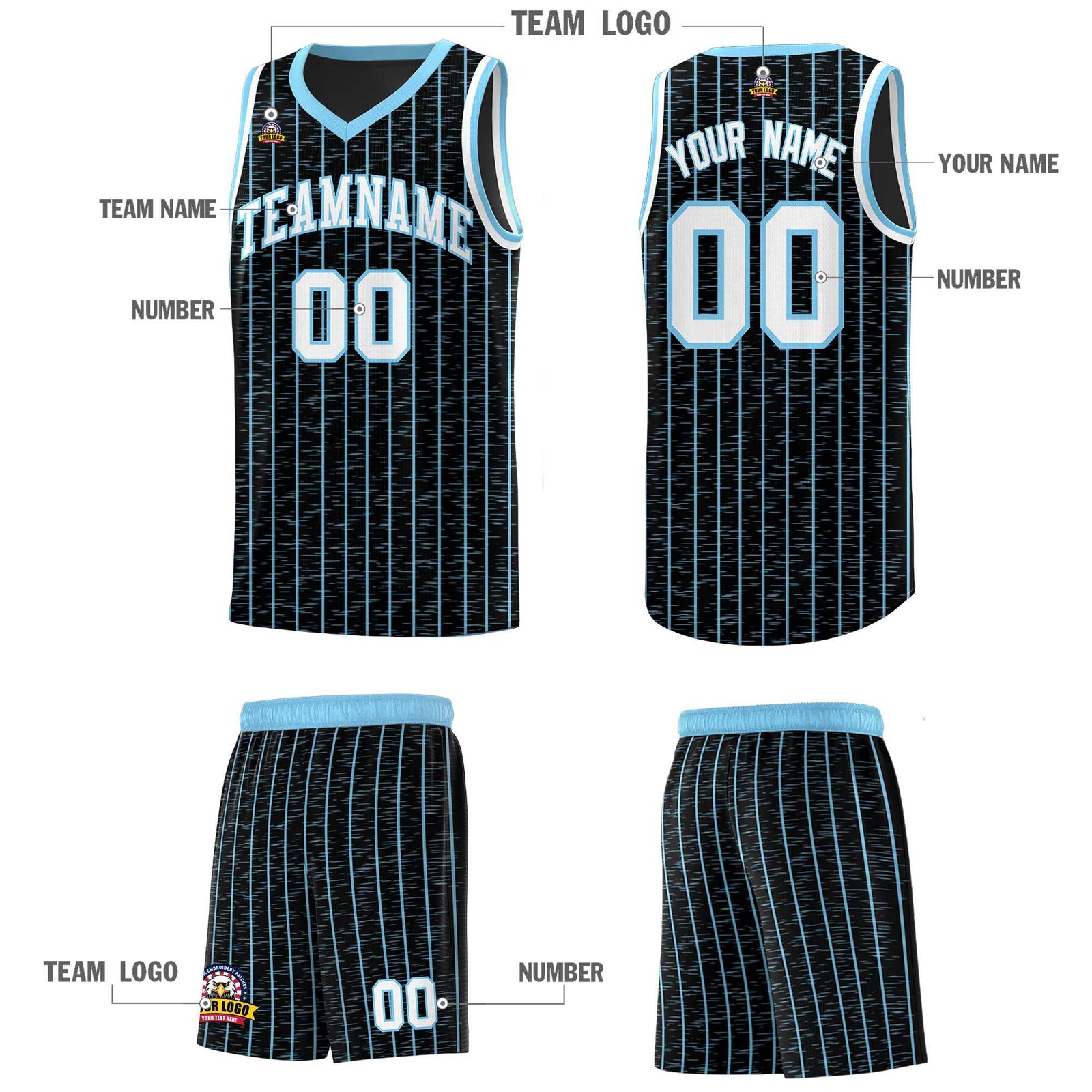 Custom Black Custom Gray Pinstripe Retro Sets Uniform Basketball Jersey