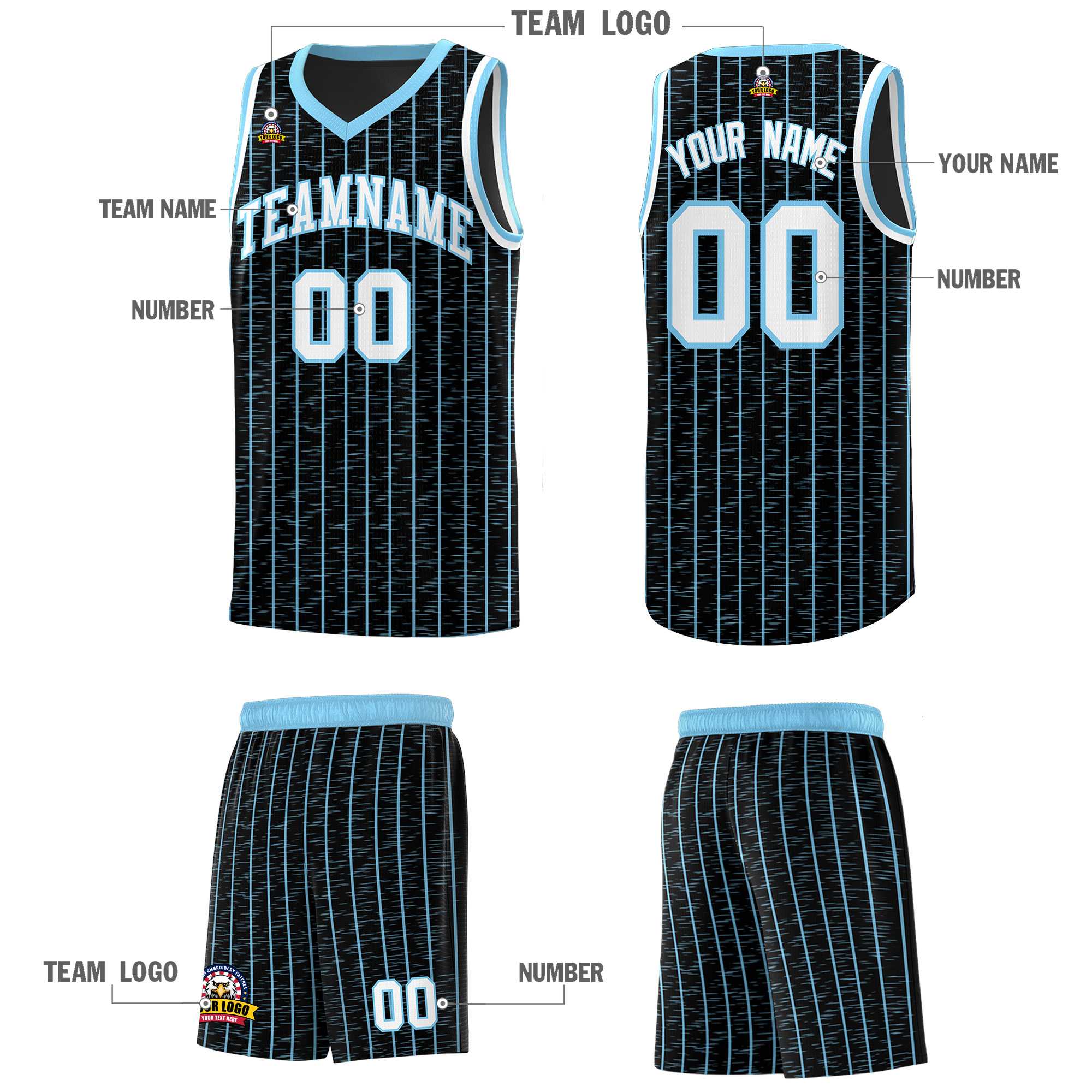 Custom Black Custom Gray Pinstripe Retro Sets Uniform Basketball Jersey