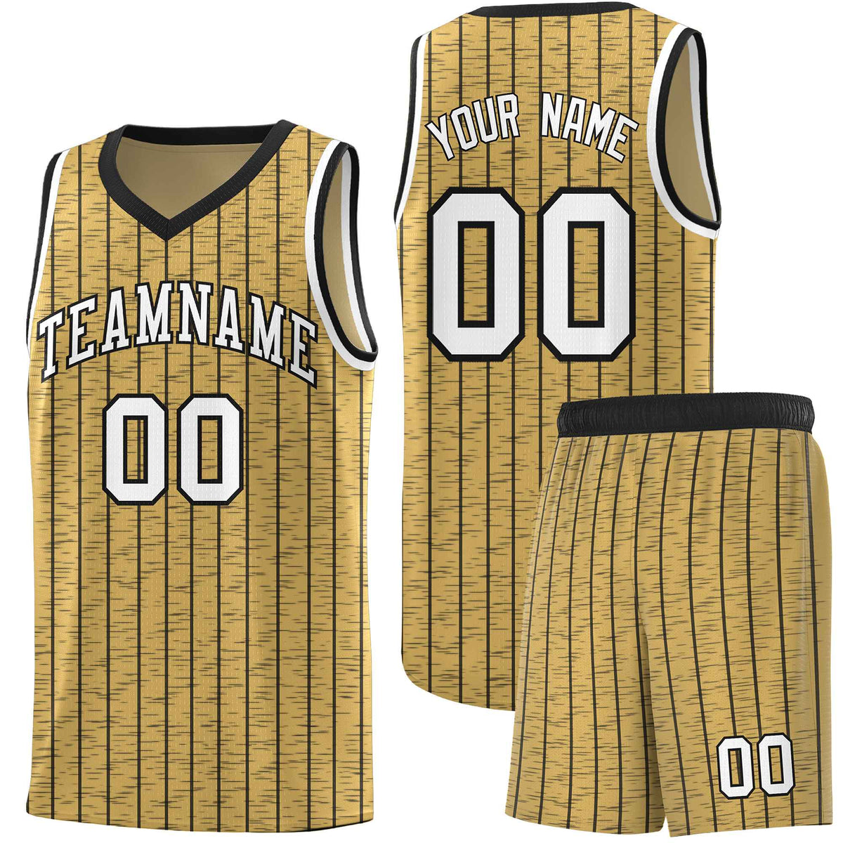 Custom Old Gold Custom Gray Pinstripe Retro Sets Uniform Basketball Jersey