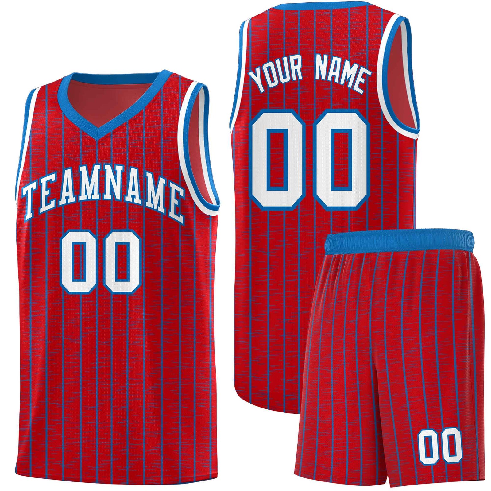 Custom Red Custom Gray Pinstripe Retro Sets Uniform Basketball Jersey