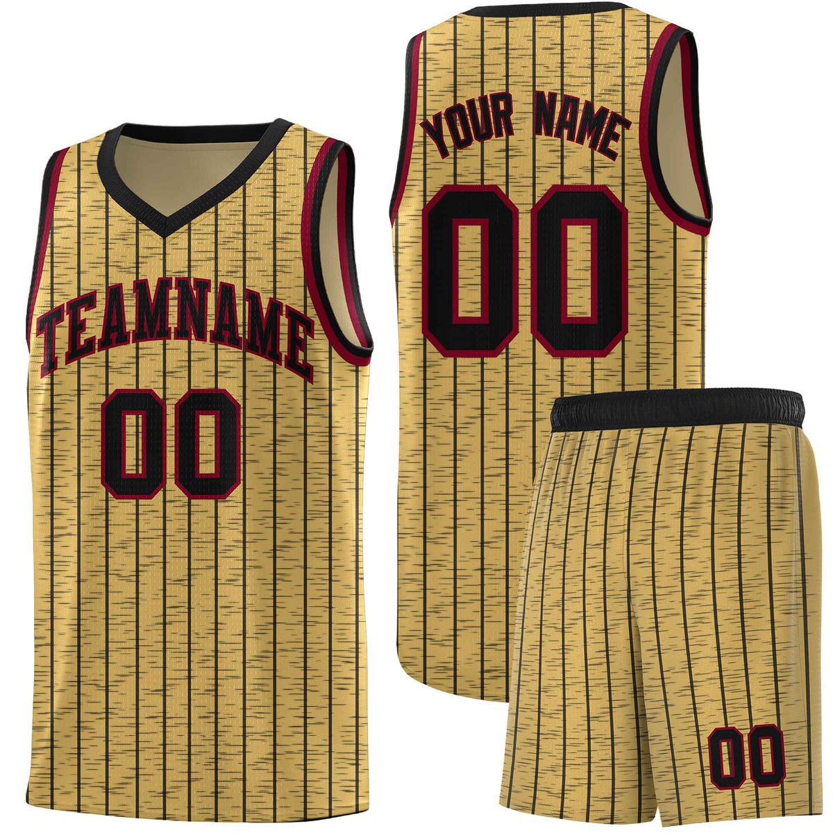 Custom Old Gold Custom Gray Pinstripe Retro Sets Uniform Basketball Jersey
