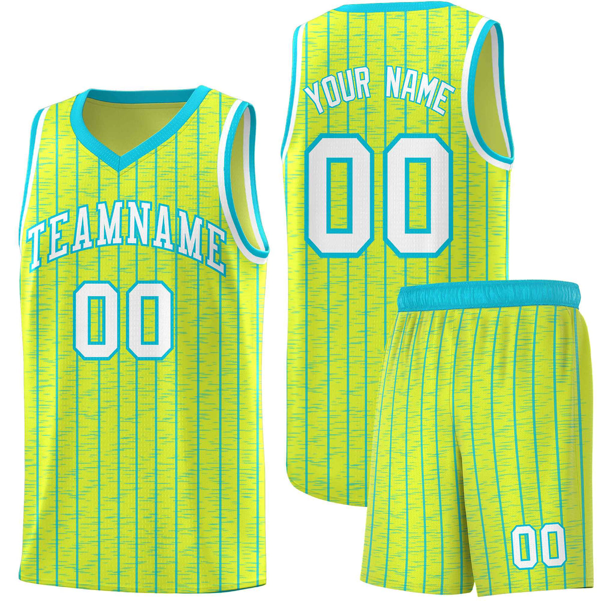 Custom Fluorescent Green Custom Gray Pinstripe Retro Sets Uniform Basketball Jersey