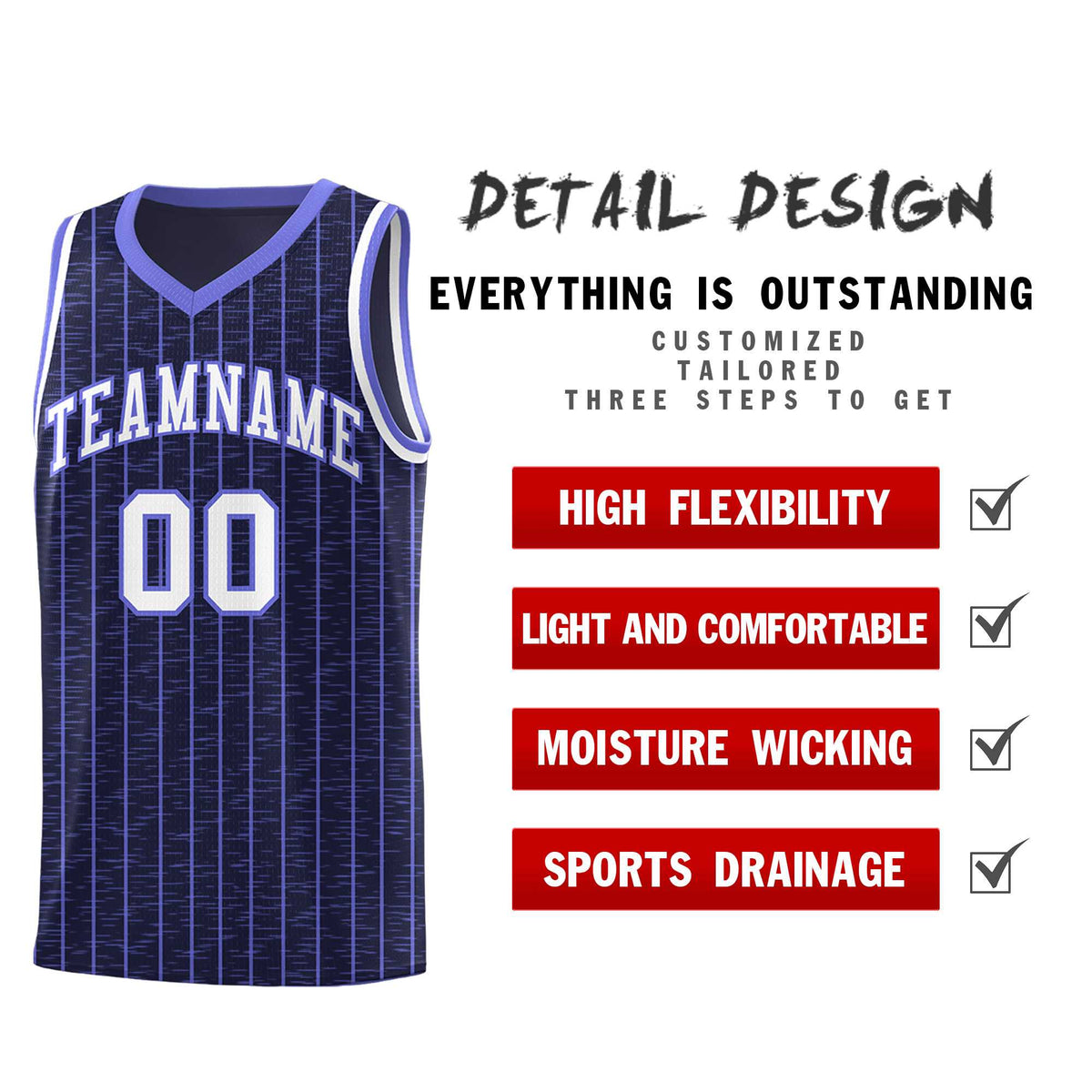 Custom Navy Custom Gray Pinstripe Retro Sets Uniform Basketball Jersey