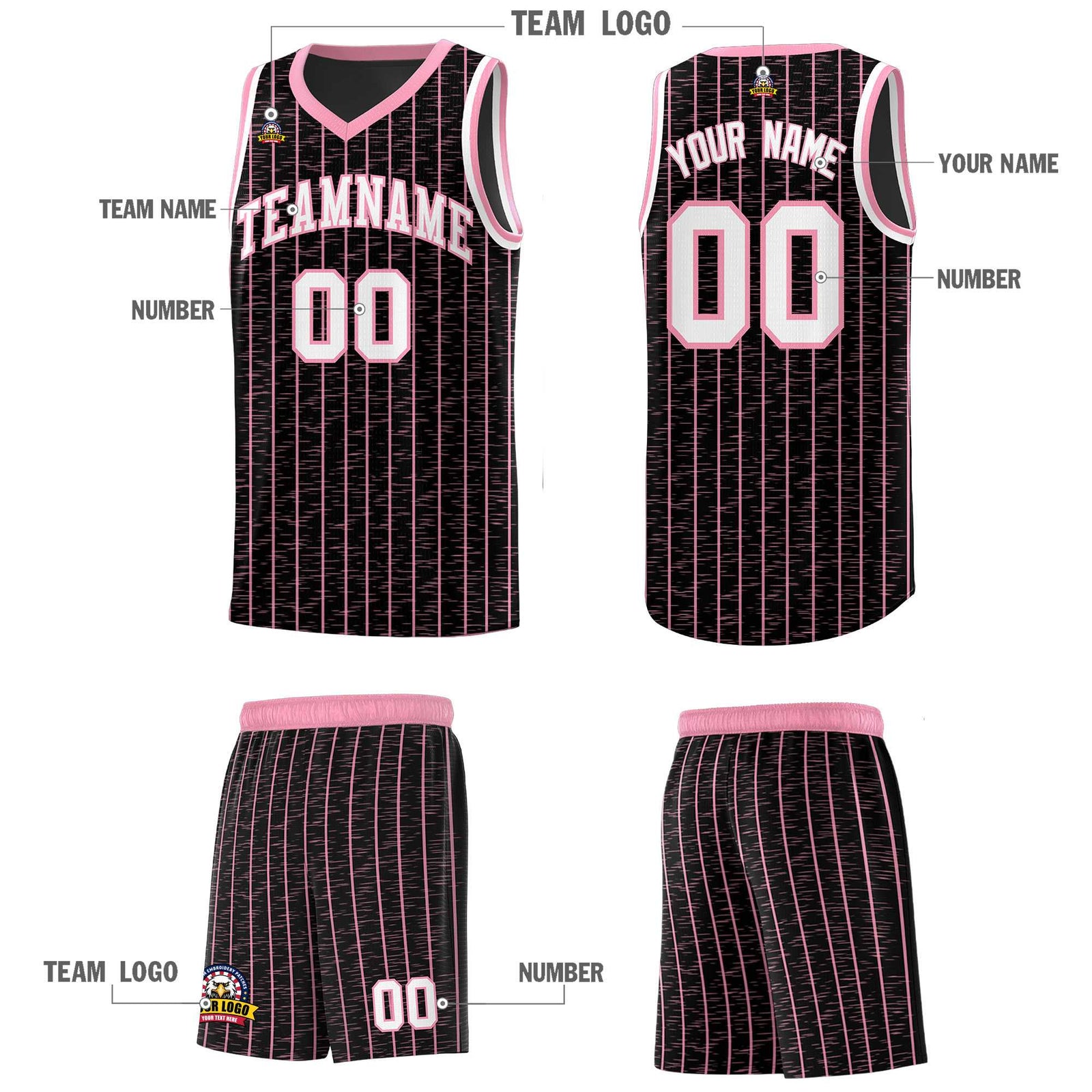Custom Black Custom Gray Pinstripe Retro Sets Uniform Basketball Jersey