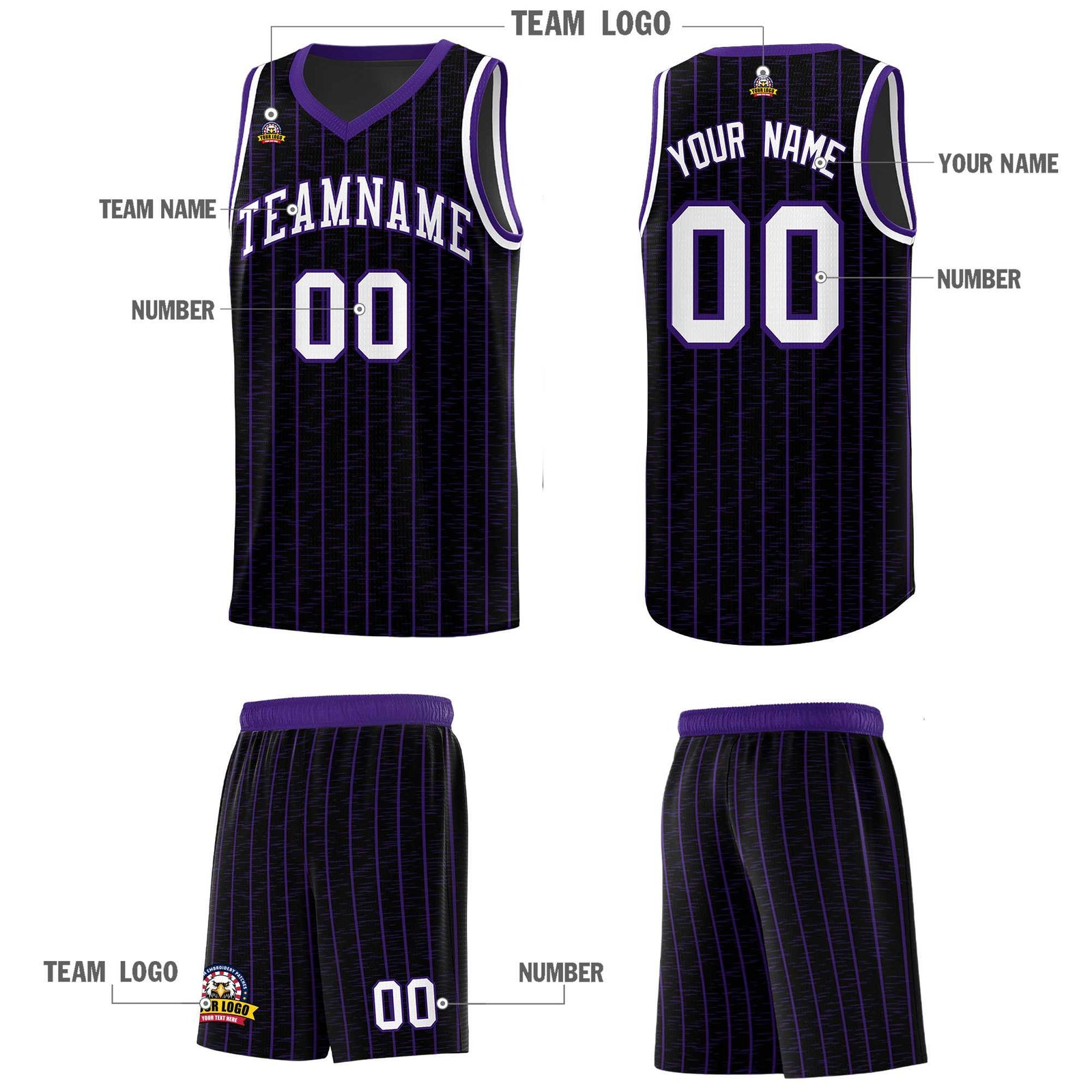 Custom Black Custom Gray Pinstripe Retro Sets Uniform Basketball Jersey