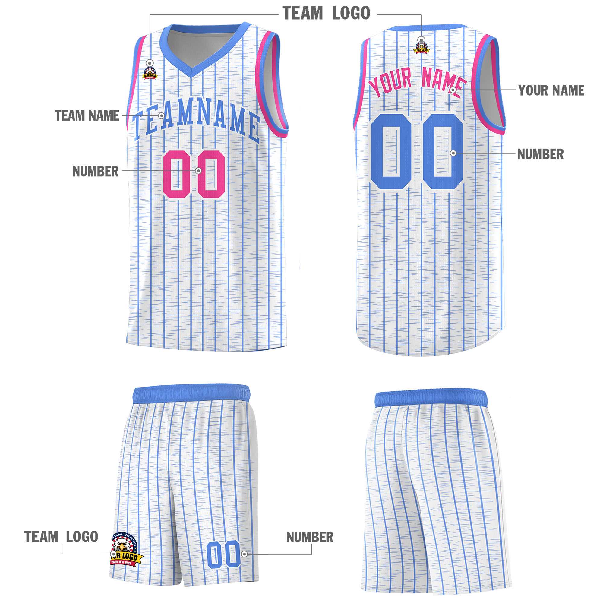 Custom White Custom Gray Pinstripe Retro Sets Uniform Basketball Jersey
