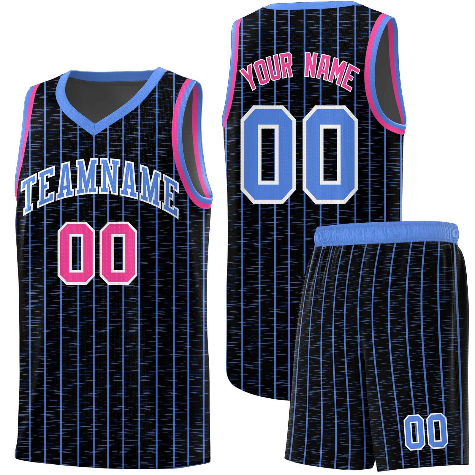 Custom Black Custom Gray Pinstripe Retro Sets Uniform Basketball Jersey
