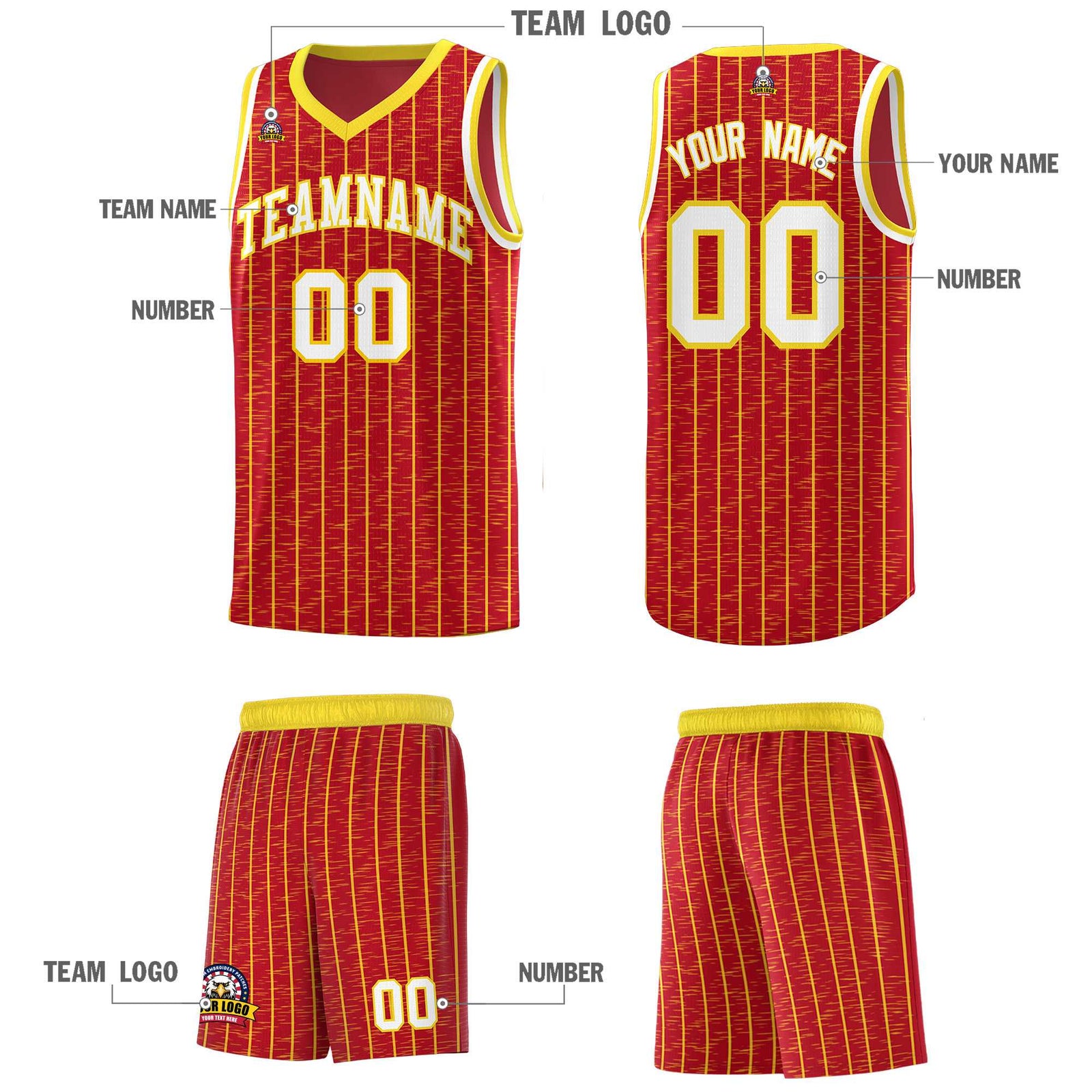 Custom Red Custom Gray Pinstripe Retro Sets Uniform Basketball Jersey