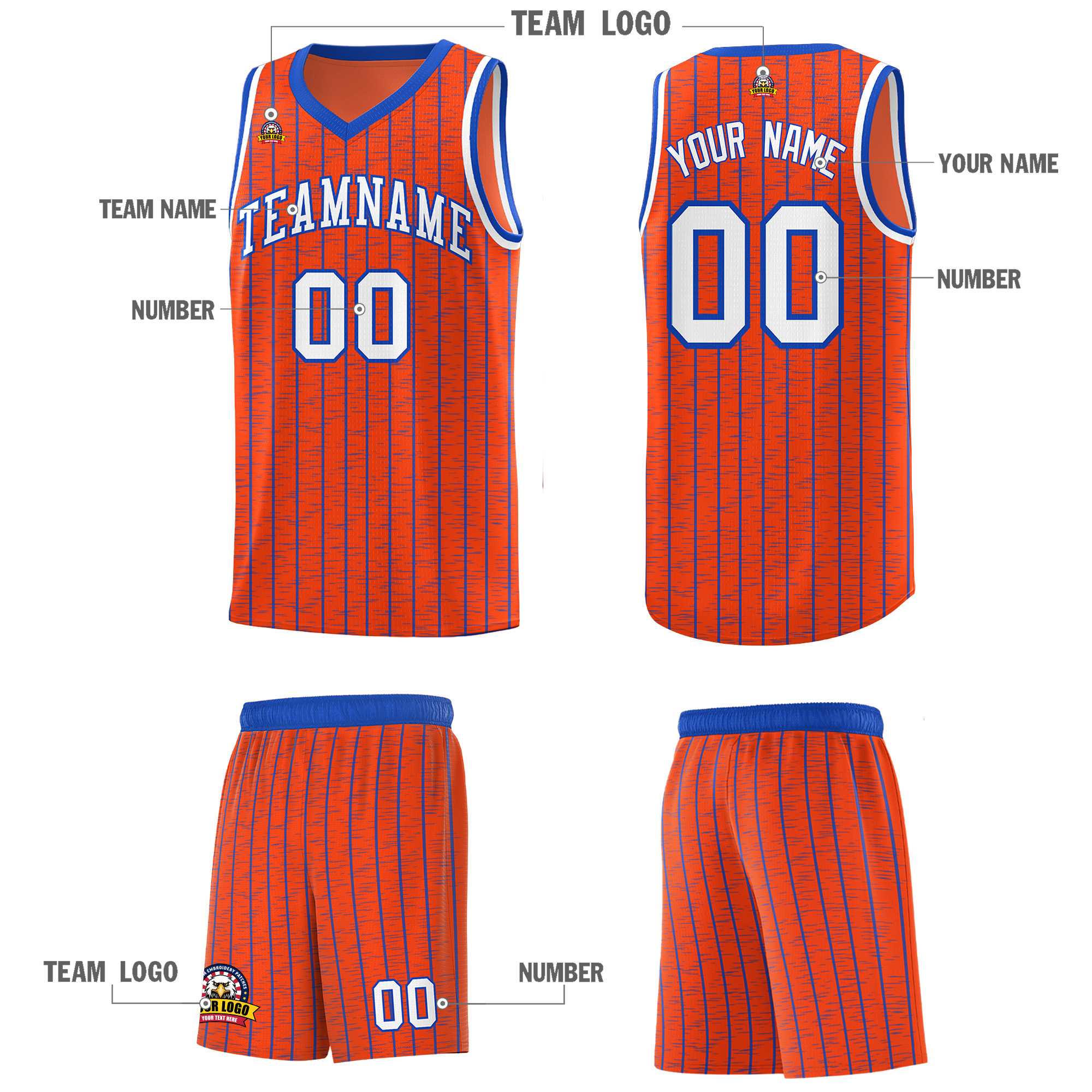 Custom Orange Custom Gray Pinstripe Retro Sets Uniform Basketball Jersey