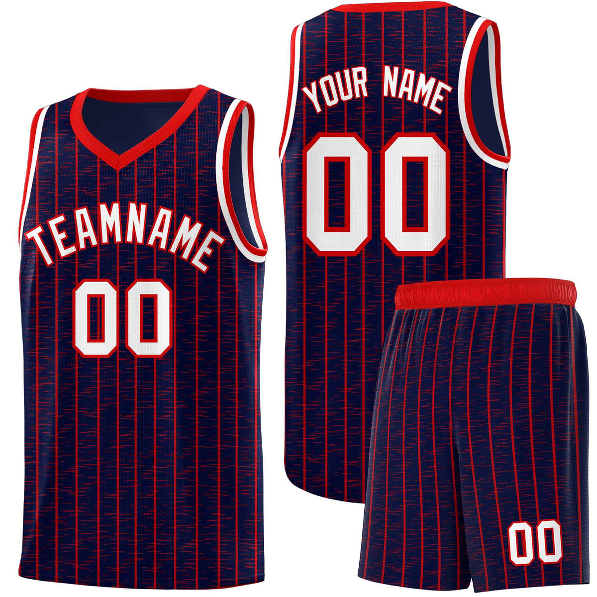 Custom Navy Custom Gray Pinstripe Retro Sets Uniform Basketball Jersey