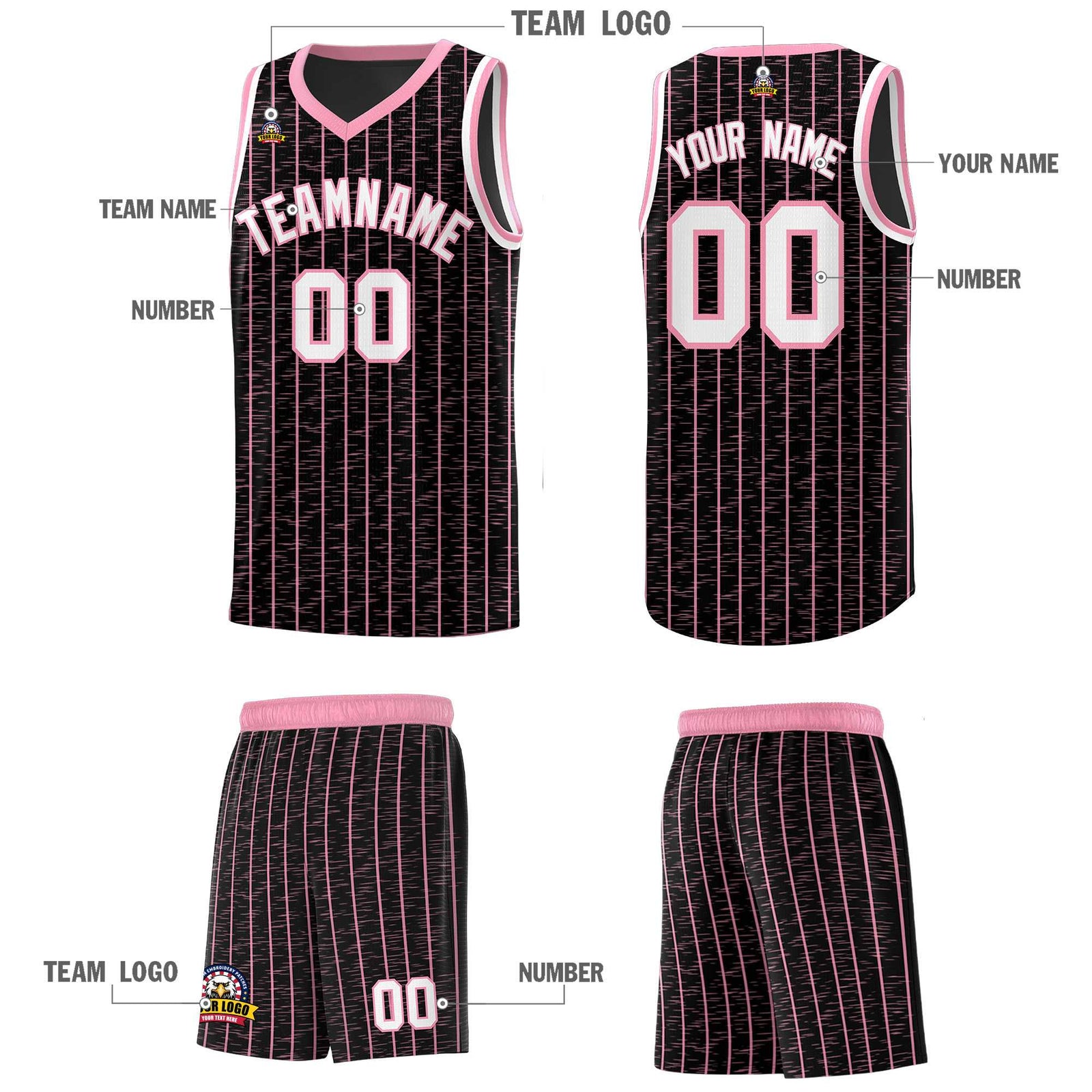 Custom Black Custom Gray Pinstripe Retro Sets Uniform Basketball Jersey