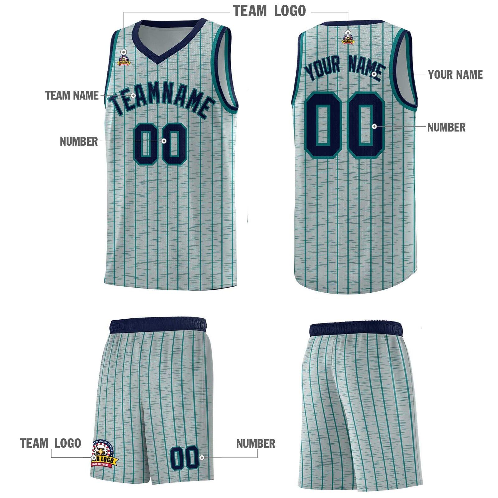 Custom Gray Custom Gray Pinstripe Retro Sets Uniform Basketball Jersey