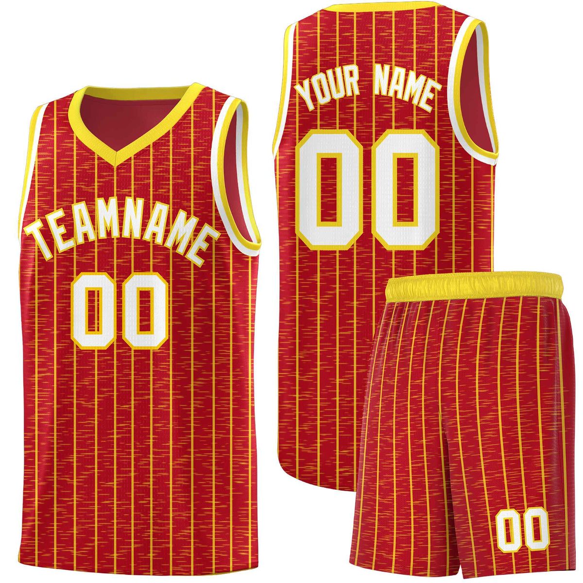 Custom Red Custom Gray Pinstripe Retro Sets Uniform Basketball Jersey