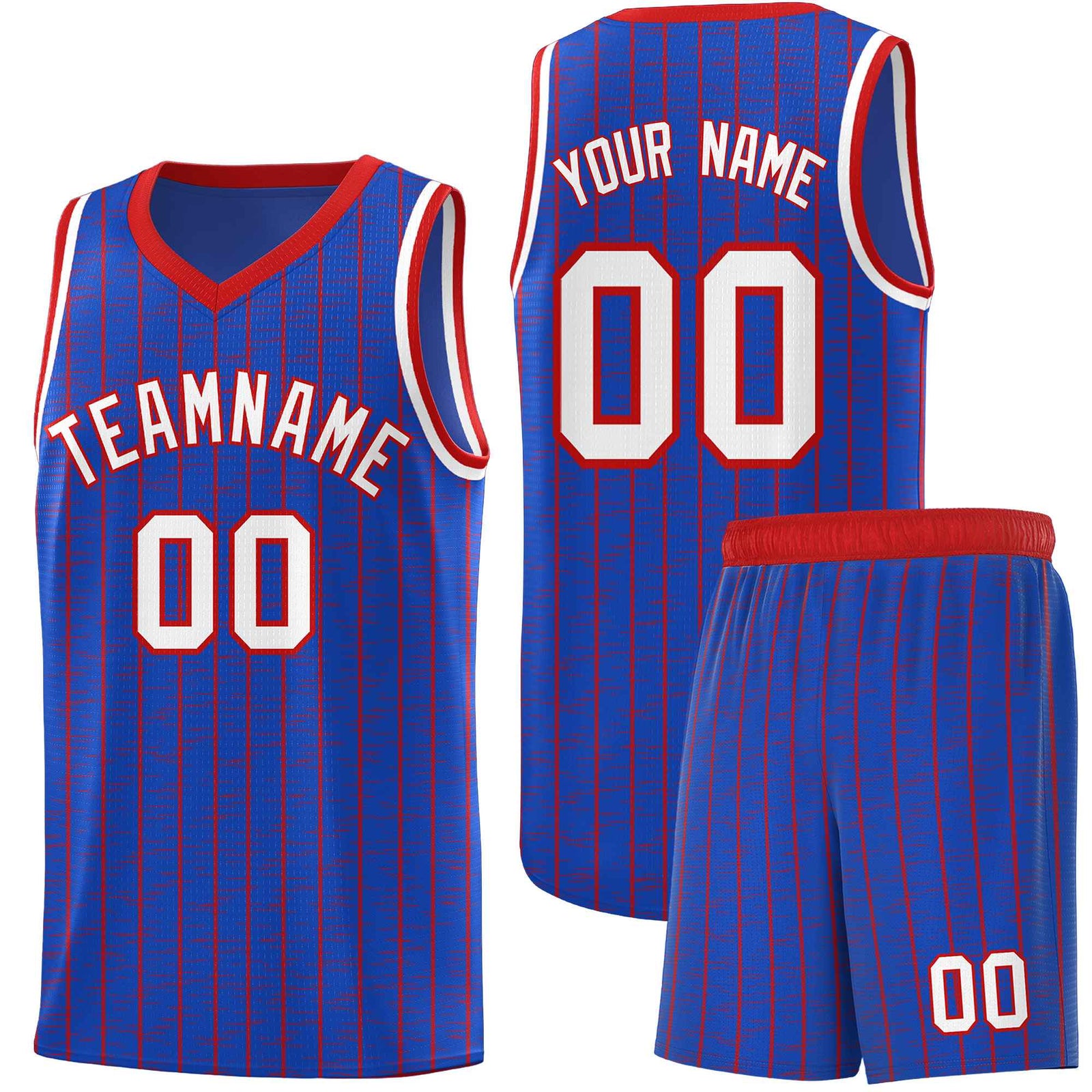 Custom Royal Blue Custom Gray Pinstripe Retro Sets Uniform Basketball Jersey