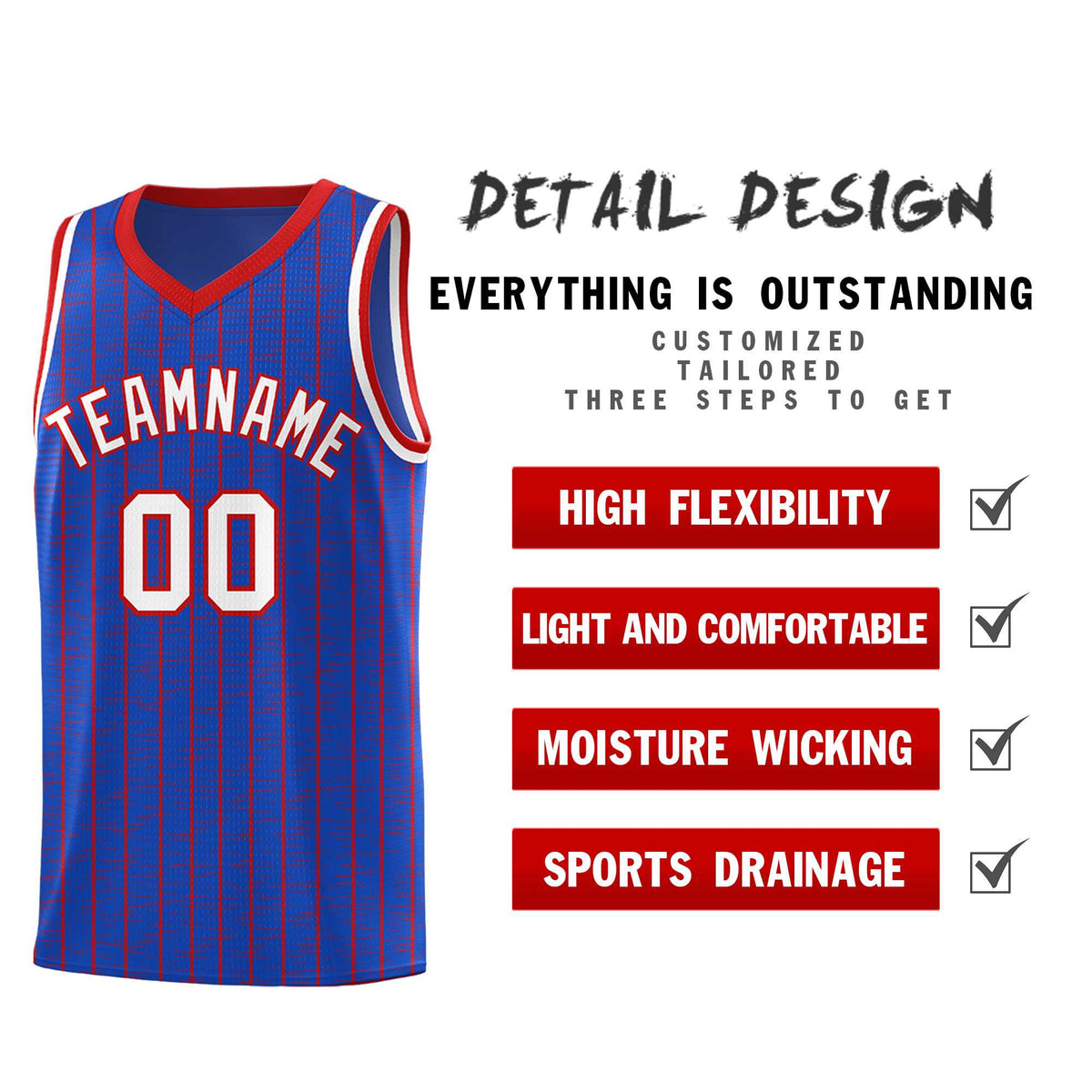 Custom Royal Blue Custom Gray Pinstripe Retro Sets Uniform Basketball Jersey