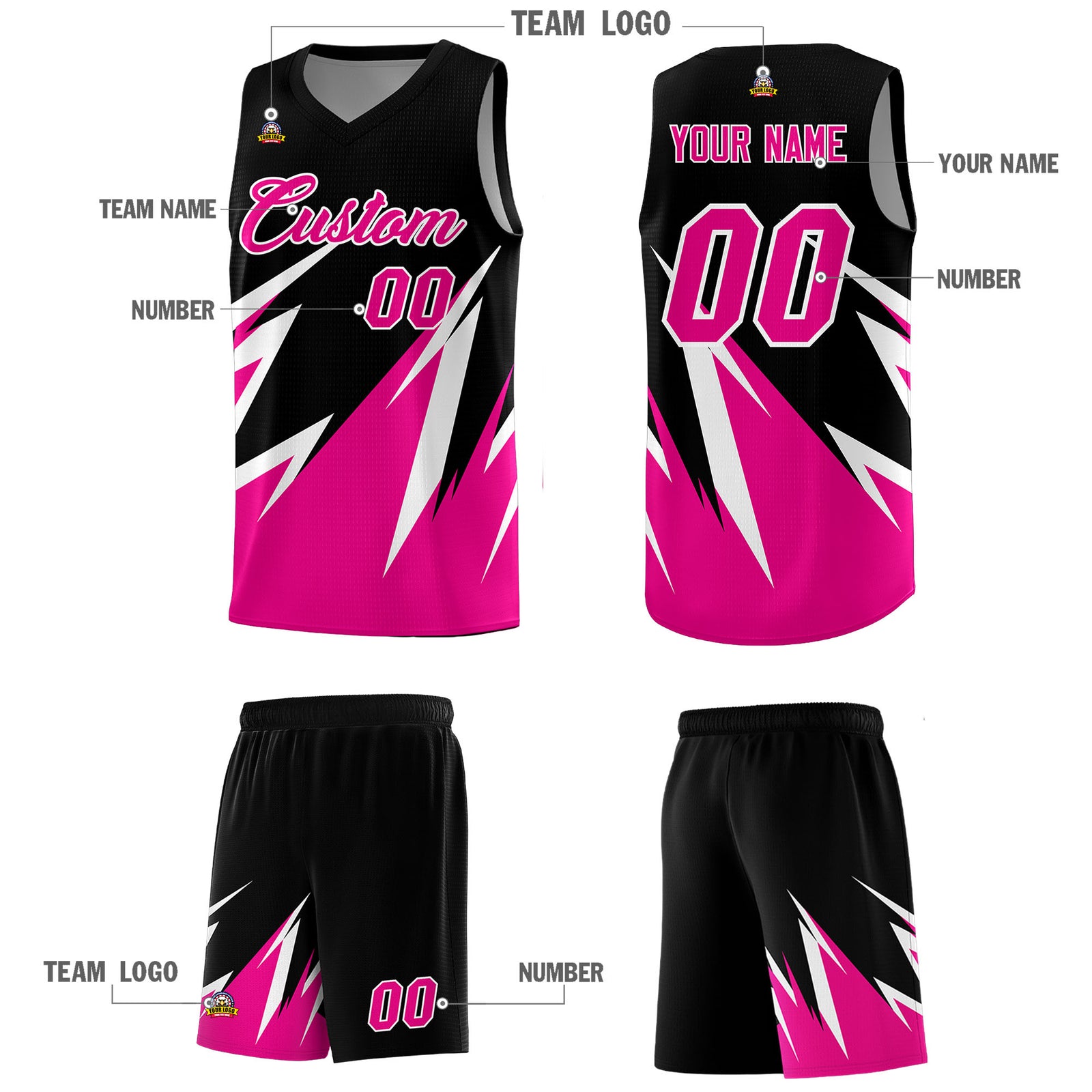Custom Black Abstract Mountain Pattern Sports Uniform Basketball Jersey