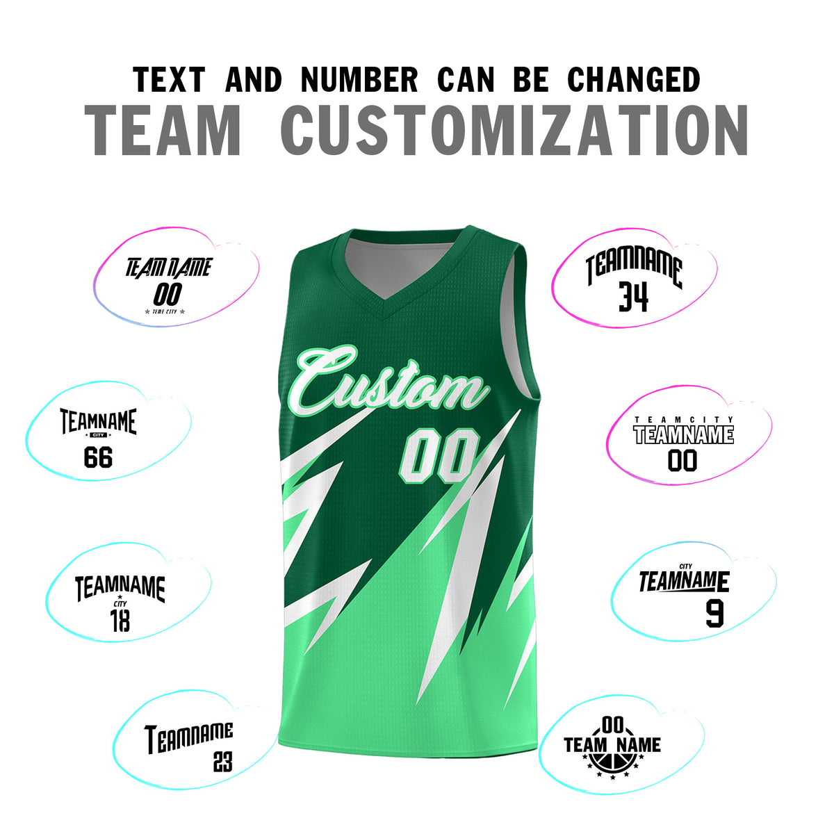 Custom Kelly Green Abstract Mountain Pattern Sports Uniform Basketball Jersey