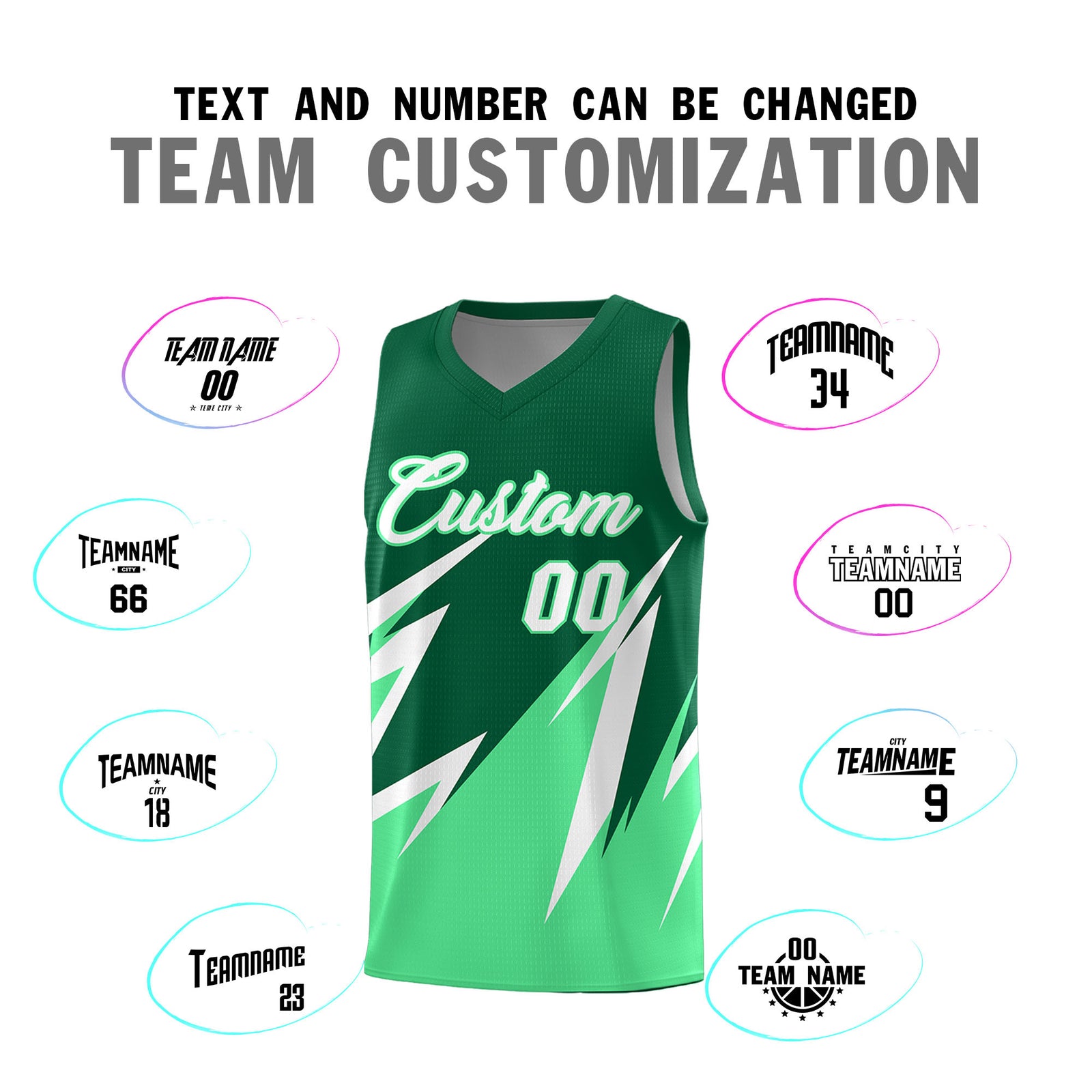 Custom Kelly Green Abstract Mountain Pattern Sports Uniform Basketball Jersey
