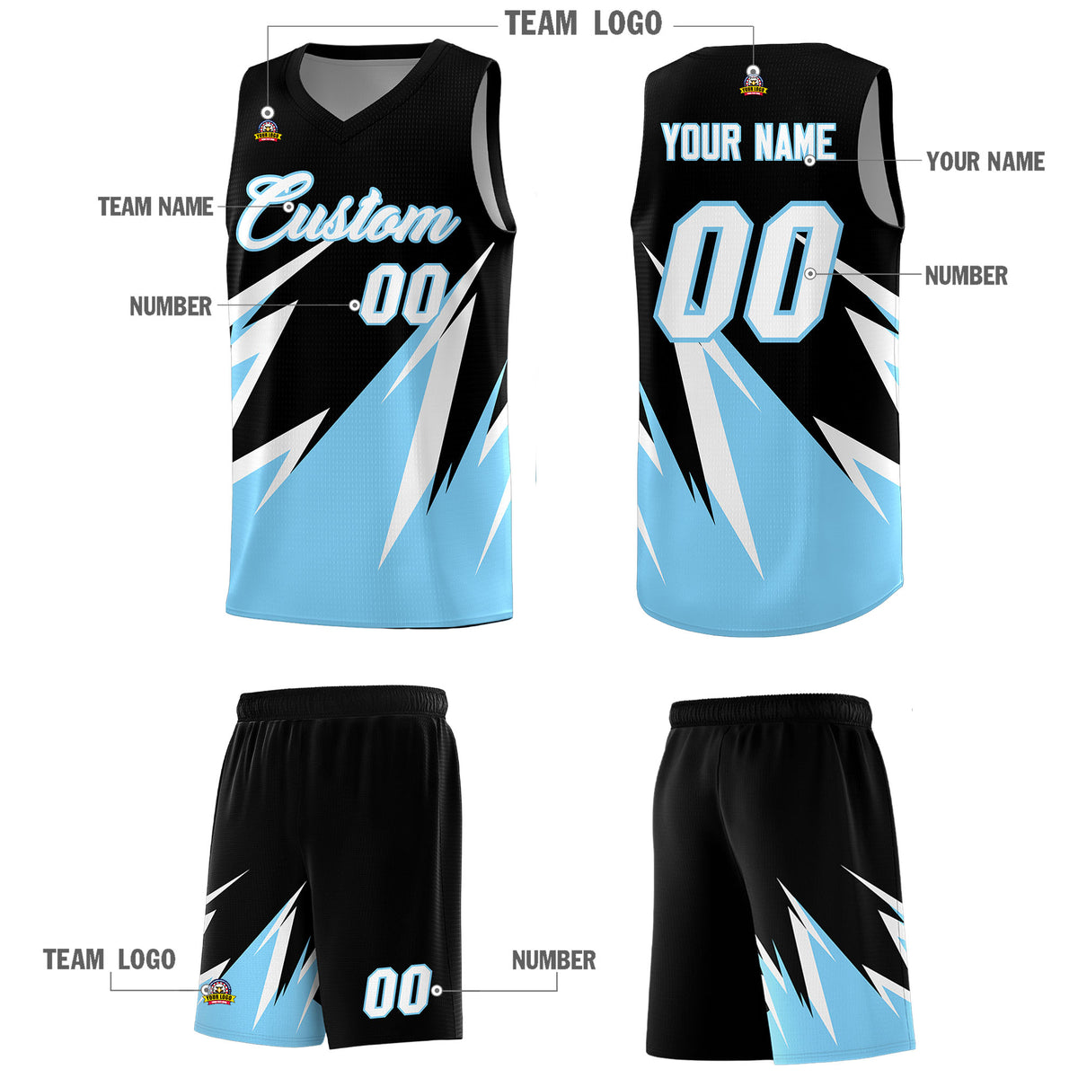 Custom Black Abstract Mountain Pattern Sports Uniform Basketball Jersey