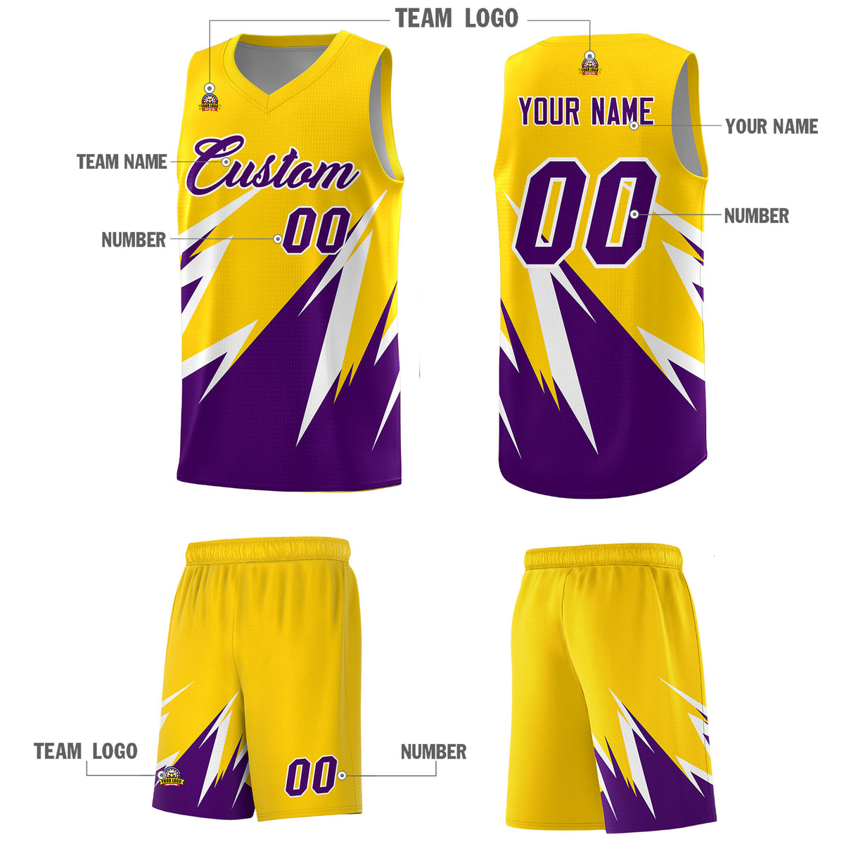 Custom Gold Abstract Mountain Pattern Sports Uniform Basketball Jersey