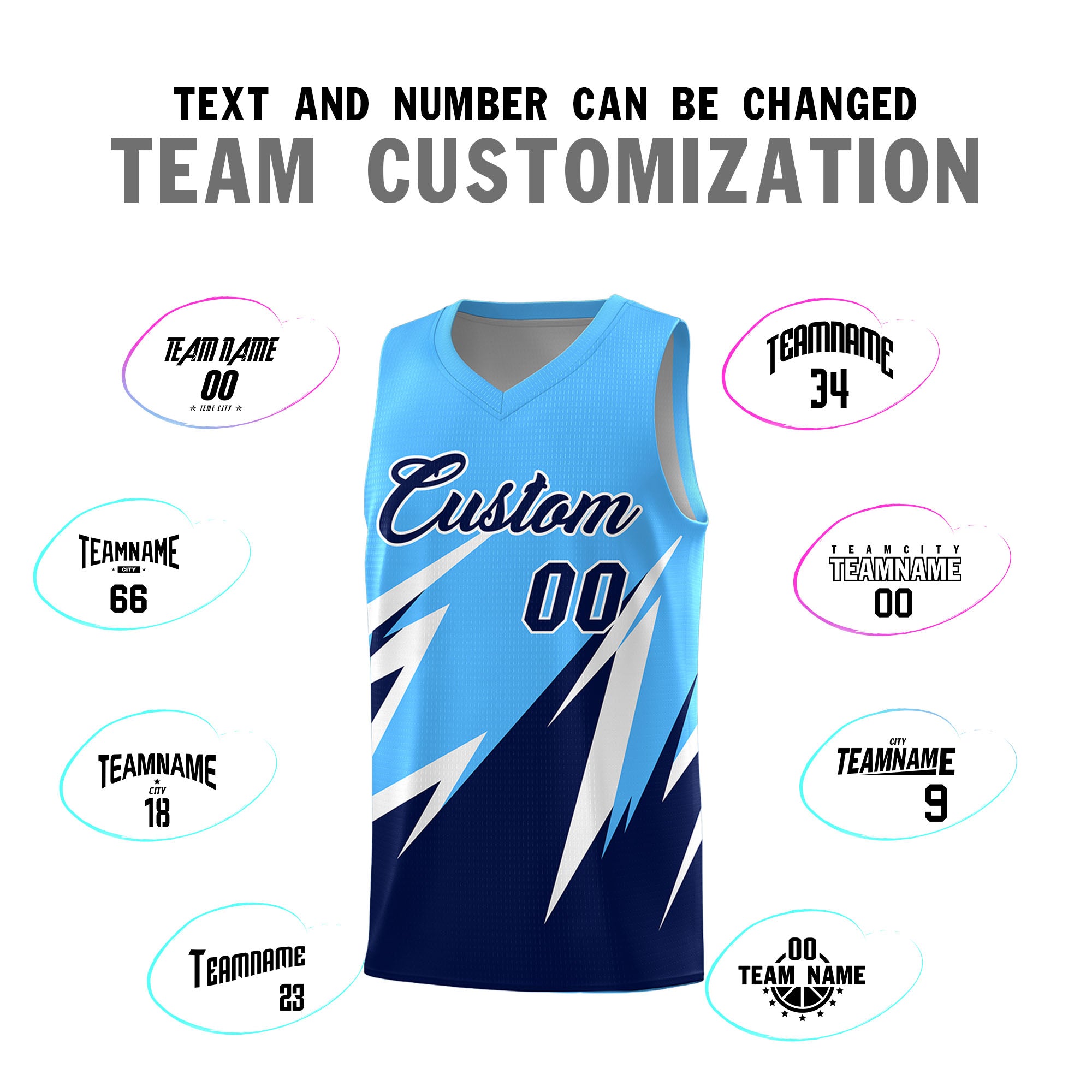 Custom Powder Blue Abstract Mountain Pattern Sports Uniform Basketball Jersey