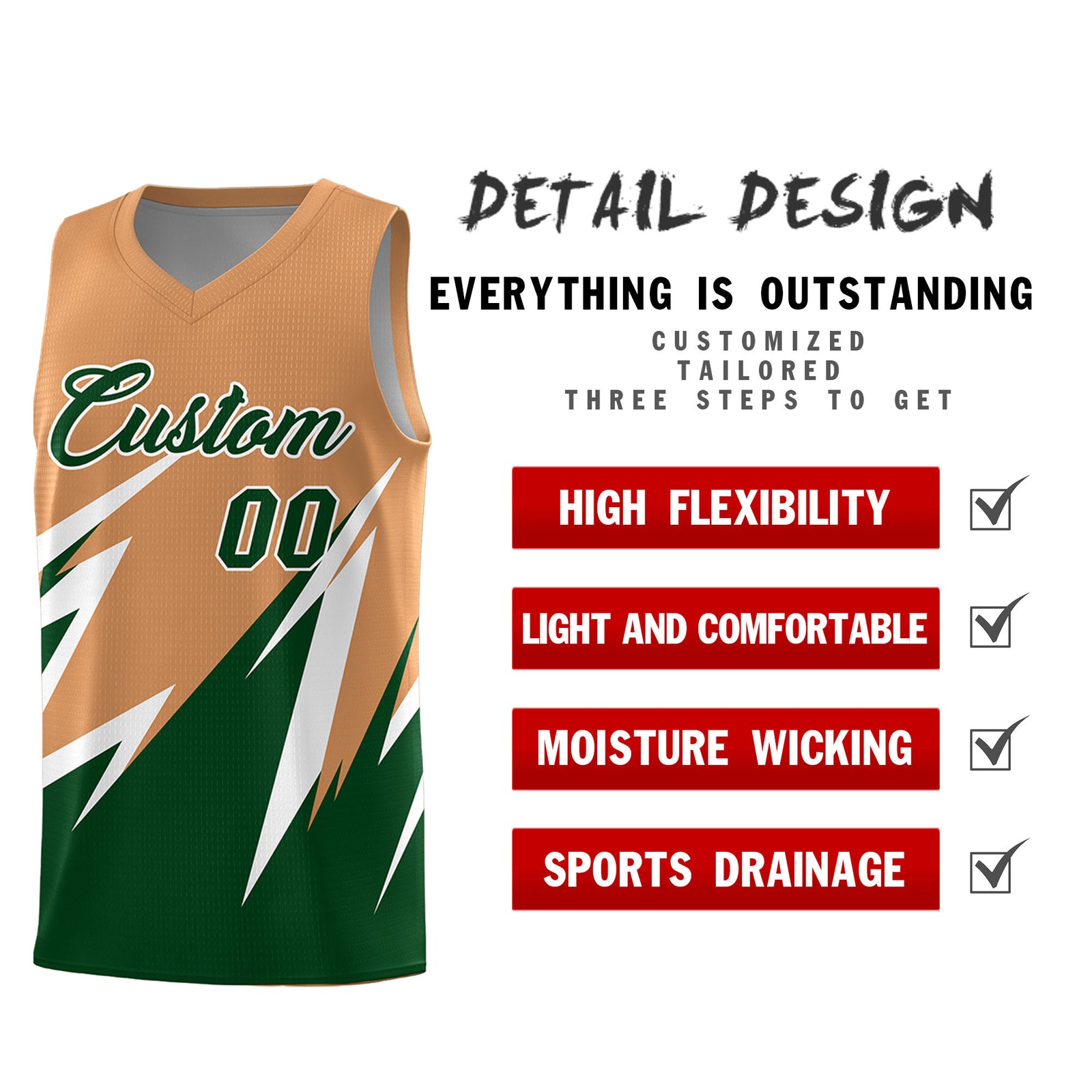 Custom Buckskin Brown Abstract Mountain Pattern Sports Uniform Basketball Jersey