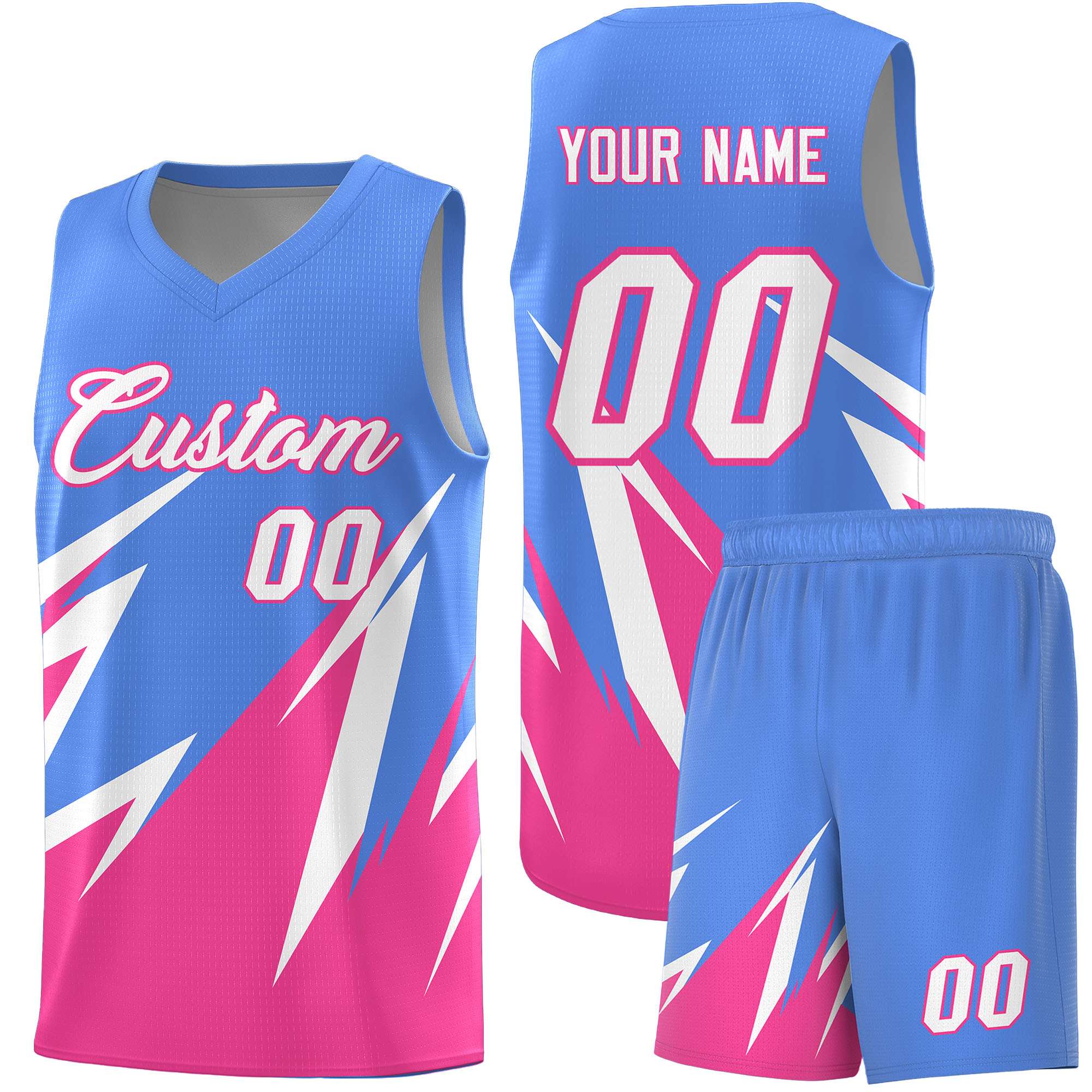 Custom Light Blue Abstract Mountain Pattern Sports Uniform Basketball Jersey