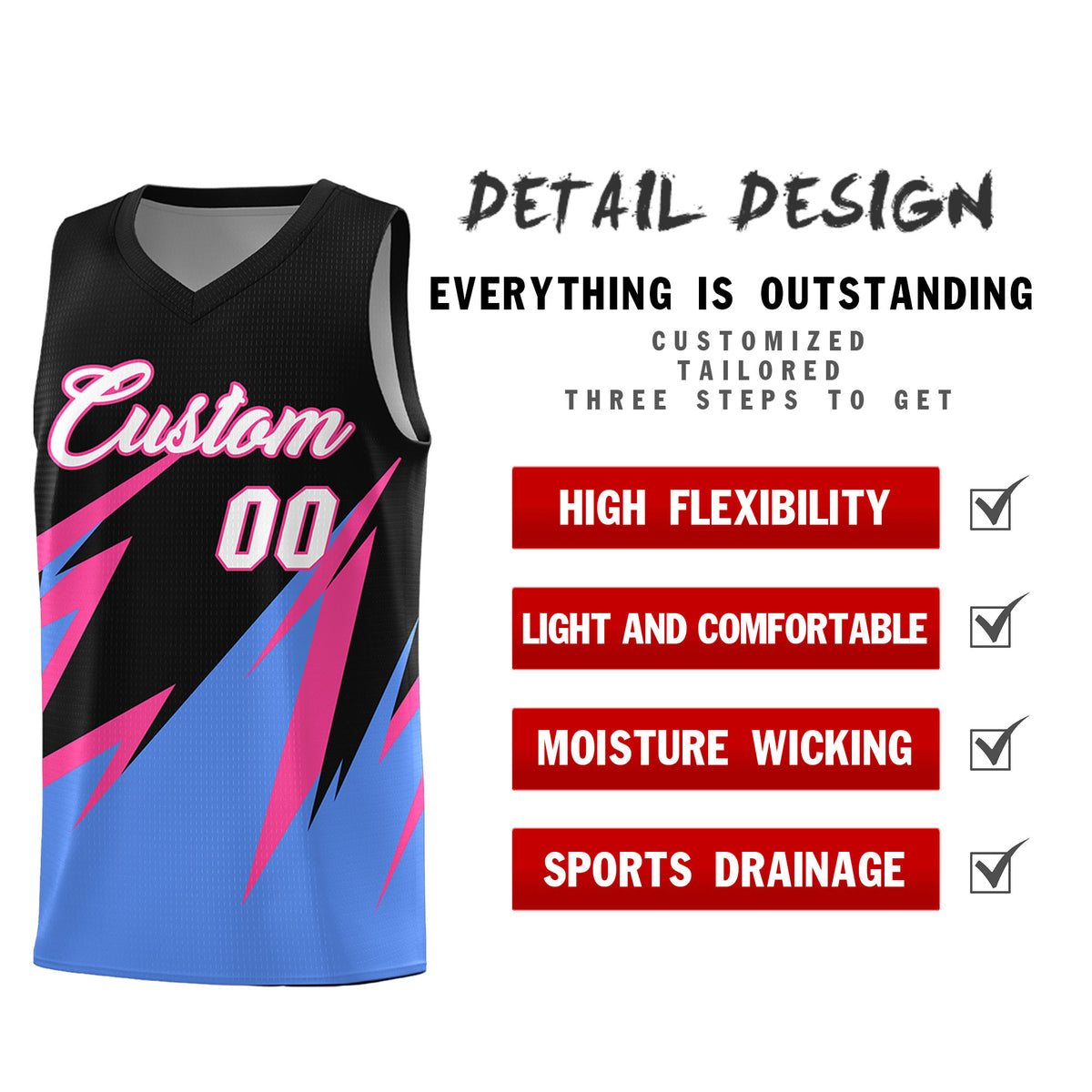 Custom Black Abstract Mountain Pattern Sports Uniform Basketball Jersey
