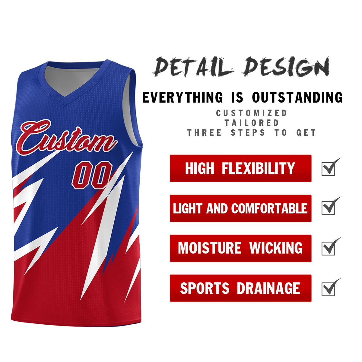 Custom Royal Abstract Mountain Pattern Sports Uniform Basketball Jersey