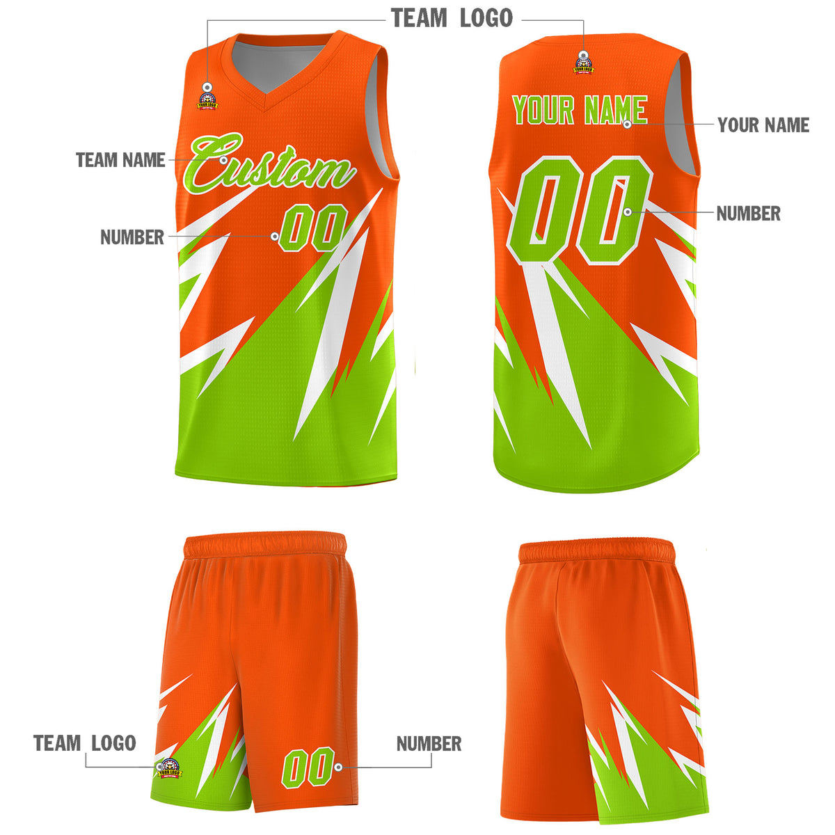 Custom Orange Abstract Mountain Pattern Sports Uniform Basketball Jersey
