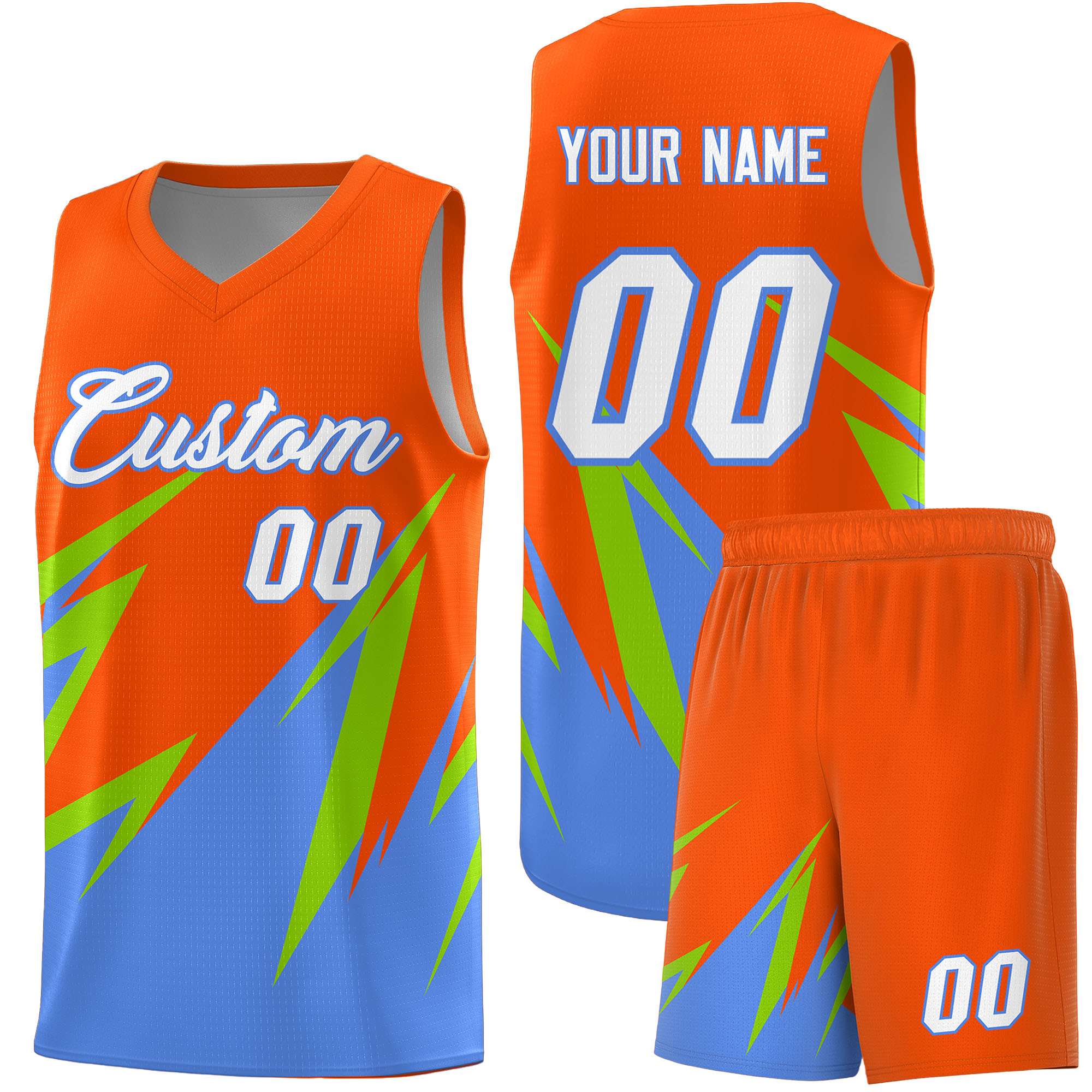 Custom Orange Abstract Mountain Pattern Sports Uniform Basketball Jersey