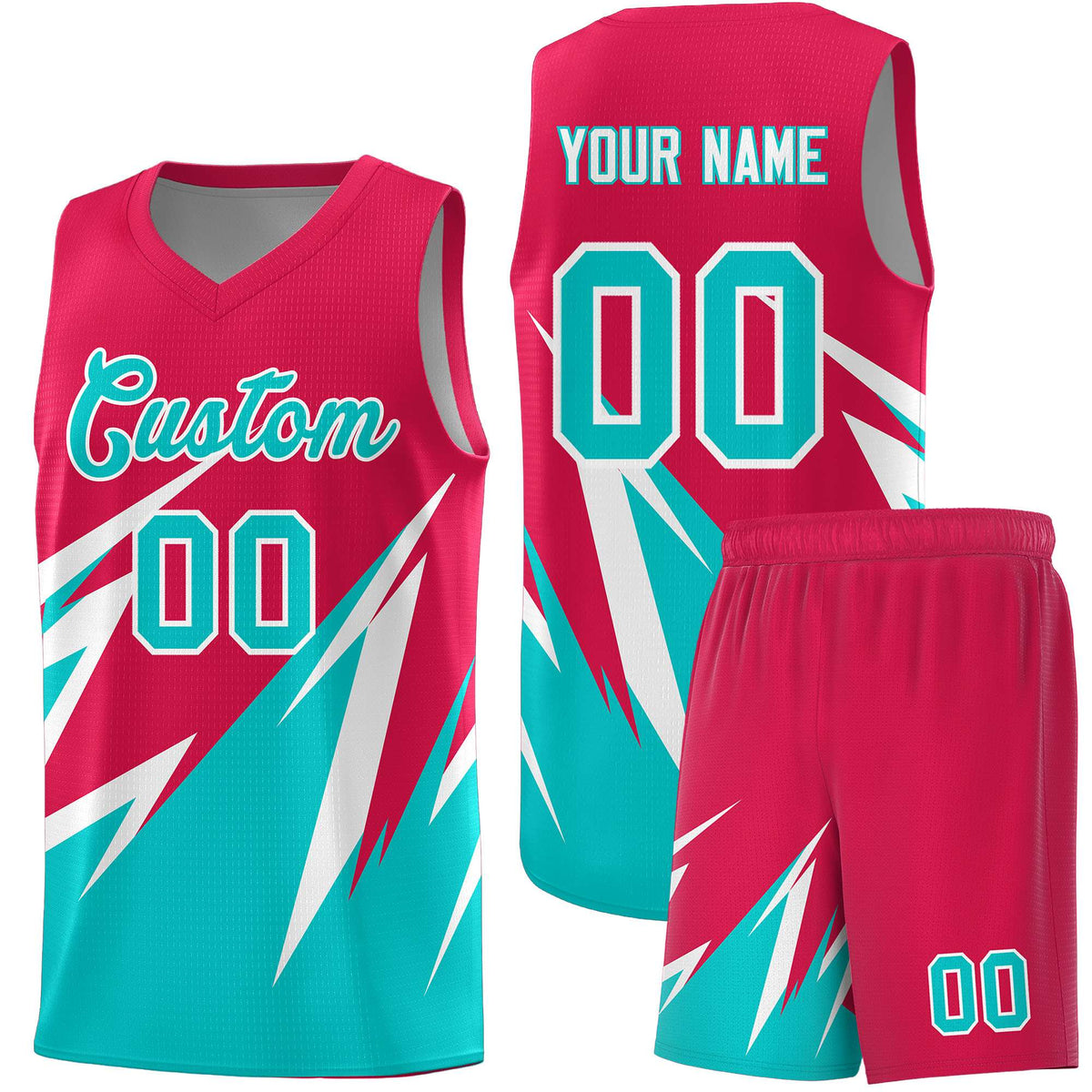 Custom Red Abstract Mountain Pattern Sports Uniform Basketball Jersey