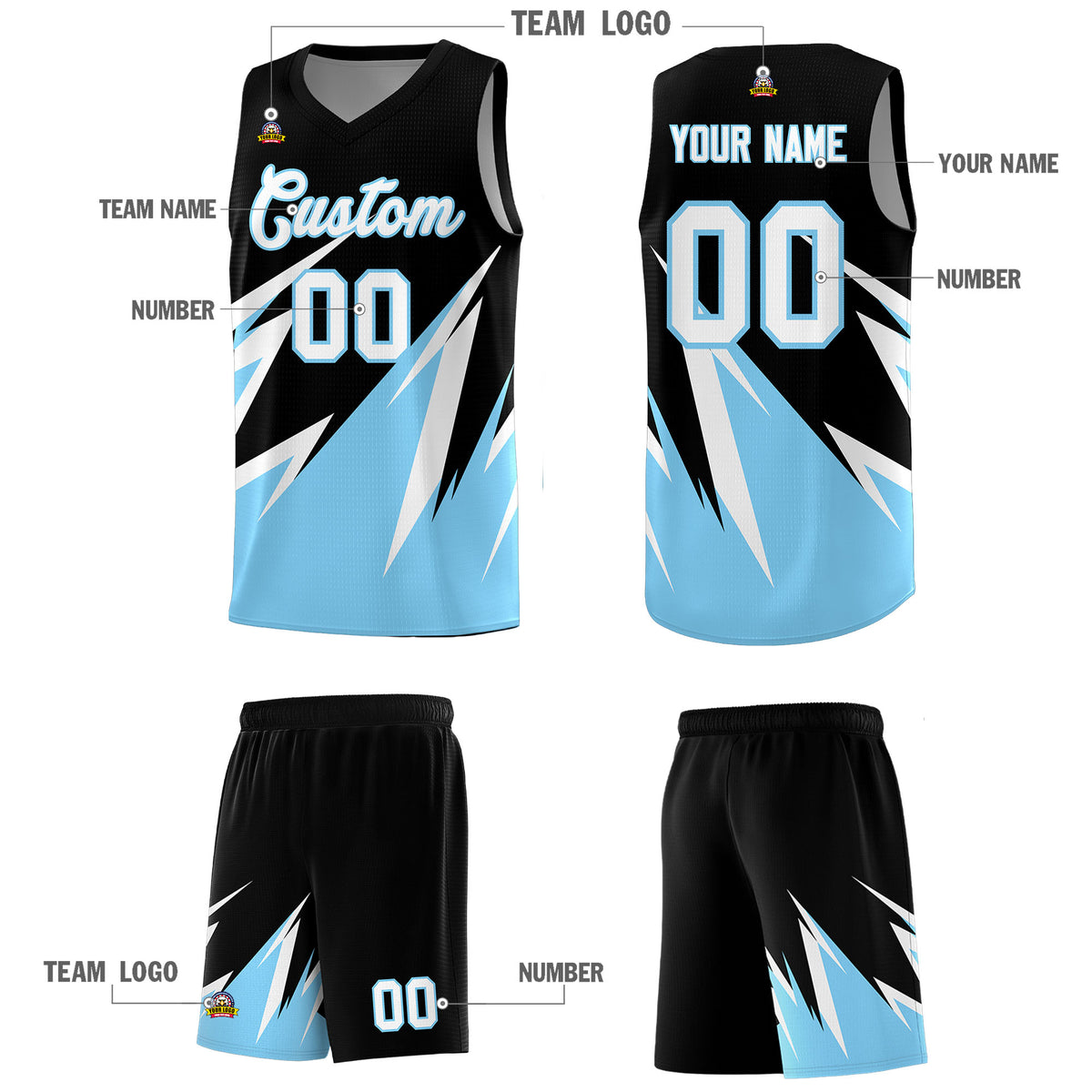 Custom Black Abstract Mountain Pattern Sports Uniform Basketball Jersey