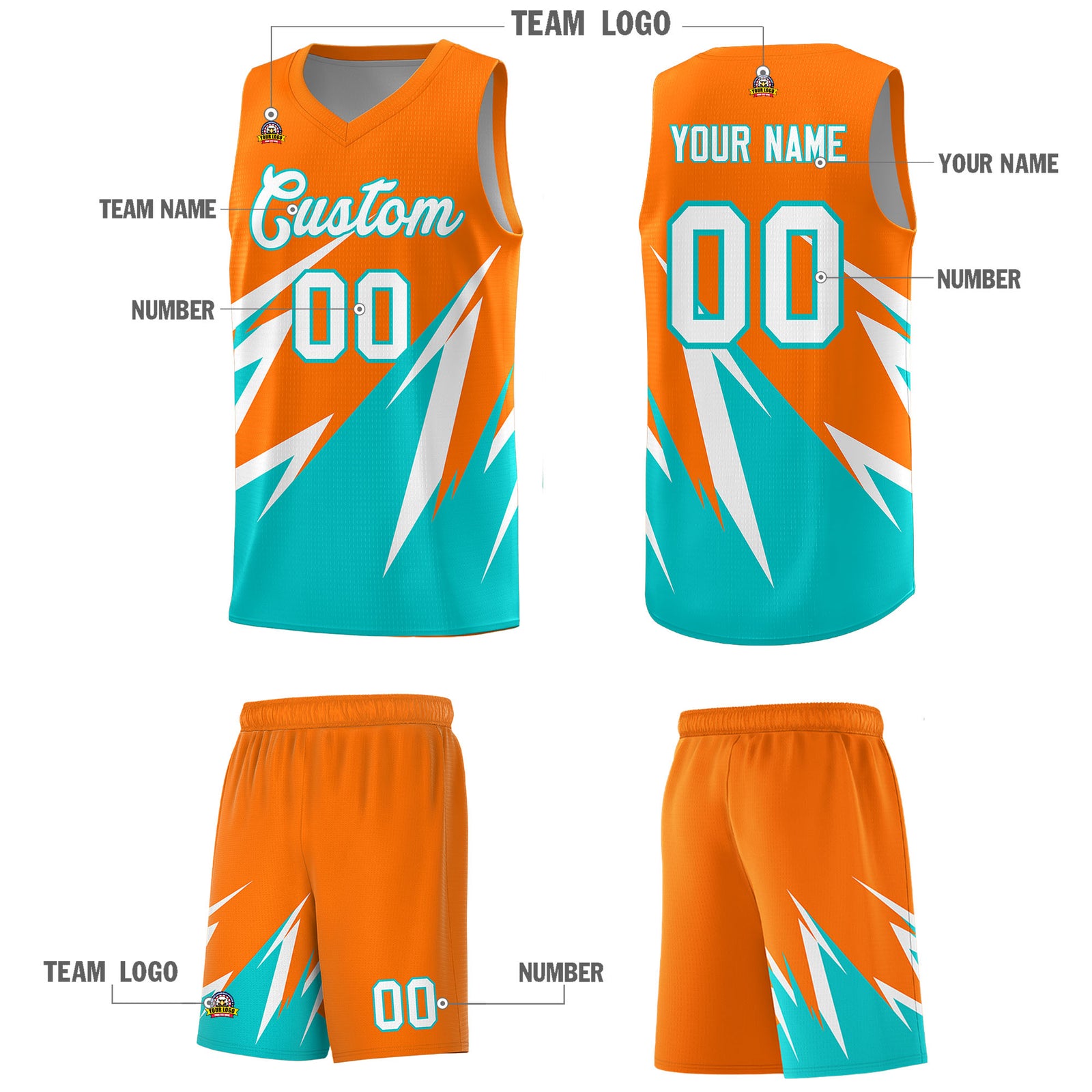 Custom Orange Abstract Mountain Pattern Sports Uniform Basketball Jersey