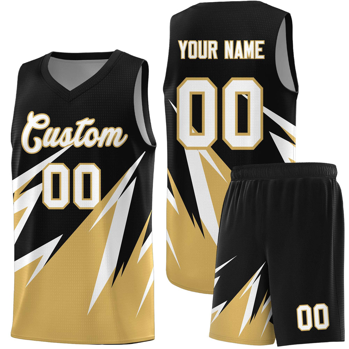 Custom Black Abstract Mountain Pattern Sports Uniform Basketball Jersey