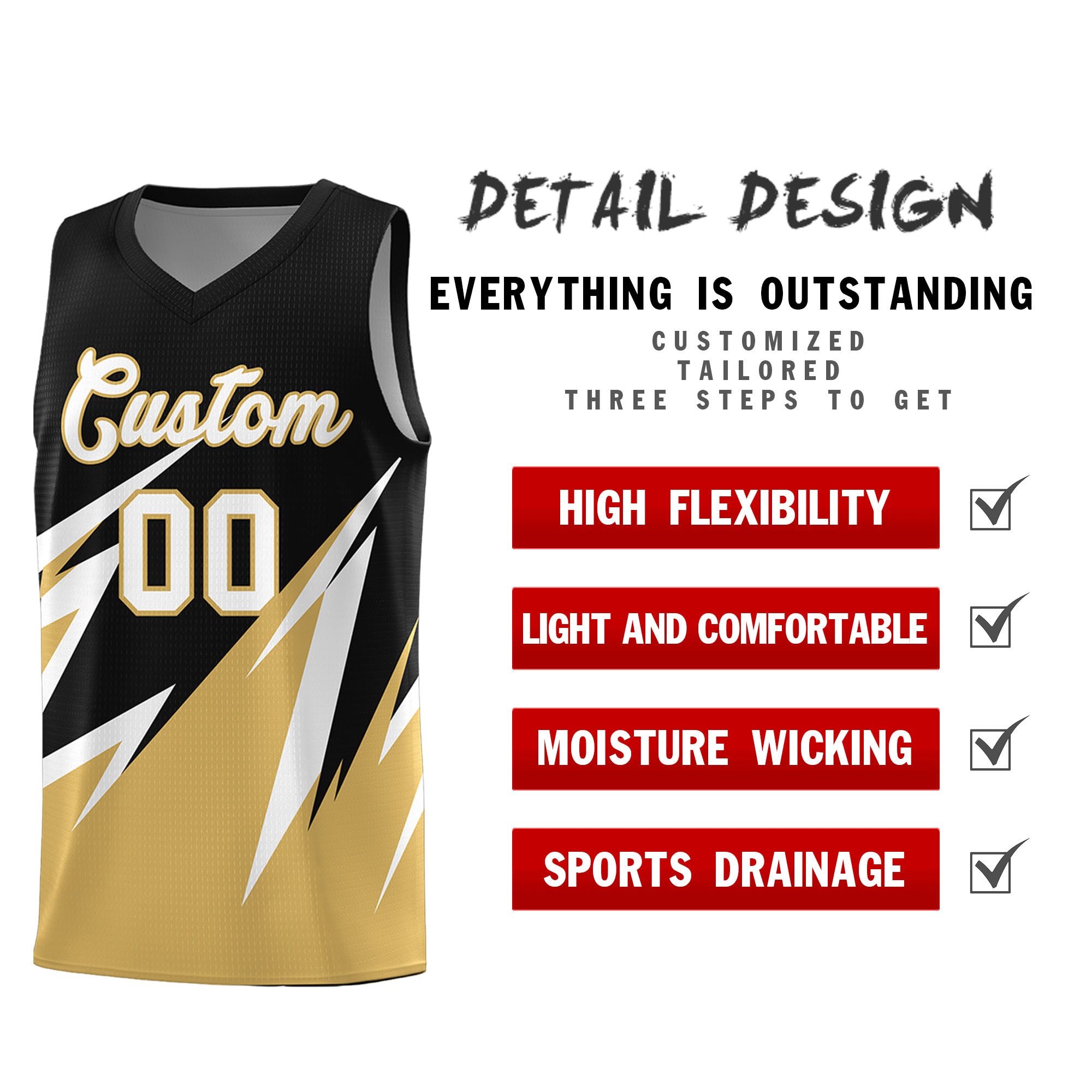 Custom Black Abstract Mountain Pattern Sports Uniform Basketball Jersey