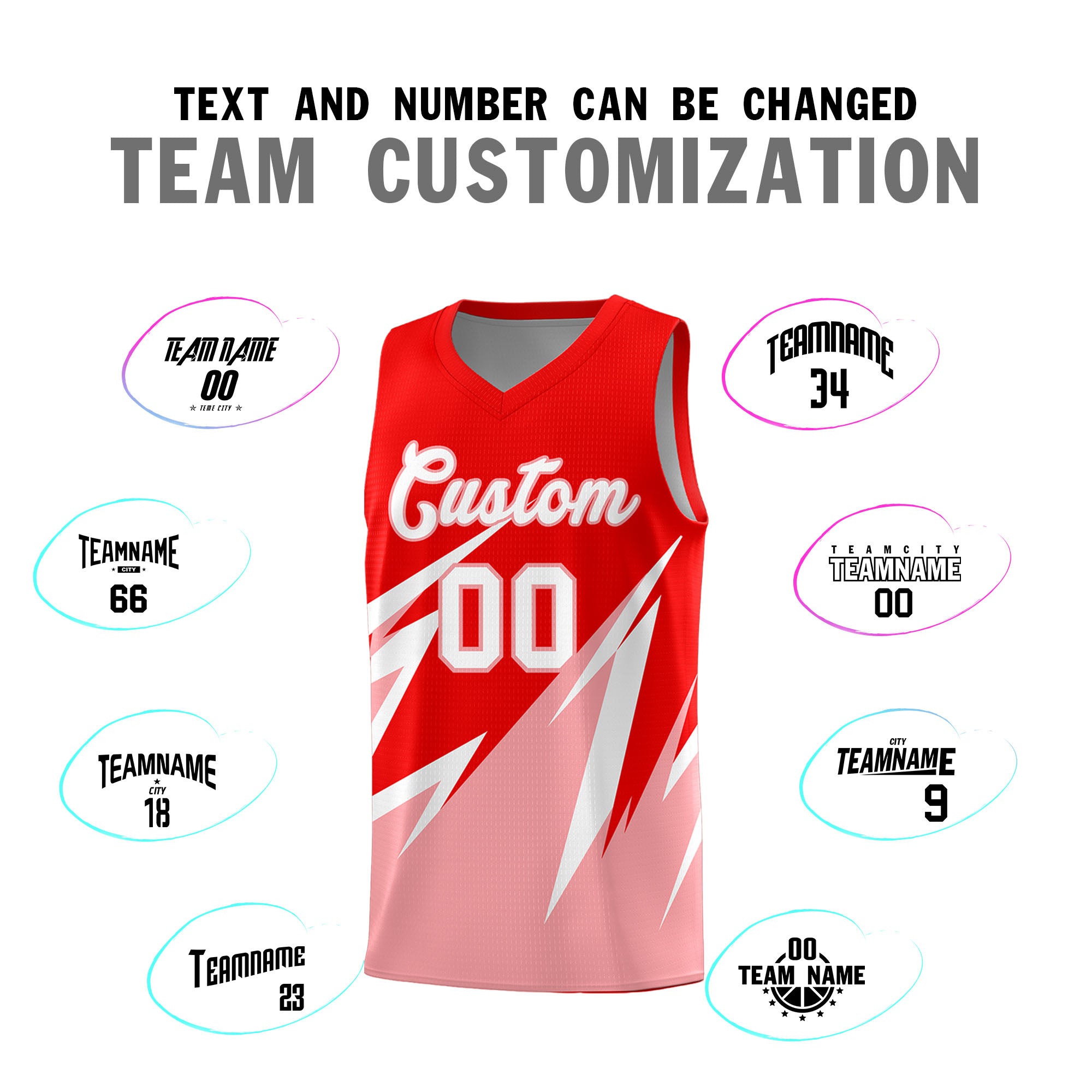 Custom Light Red Abstract Mountain Pattern Sports Uniform Basketball Jersey