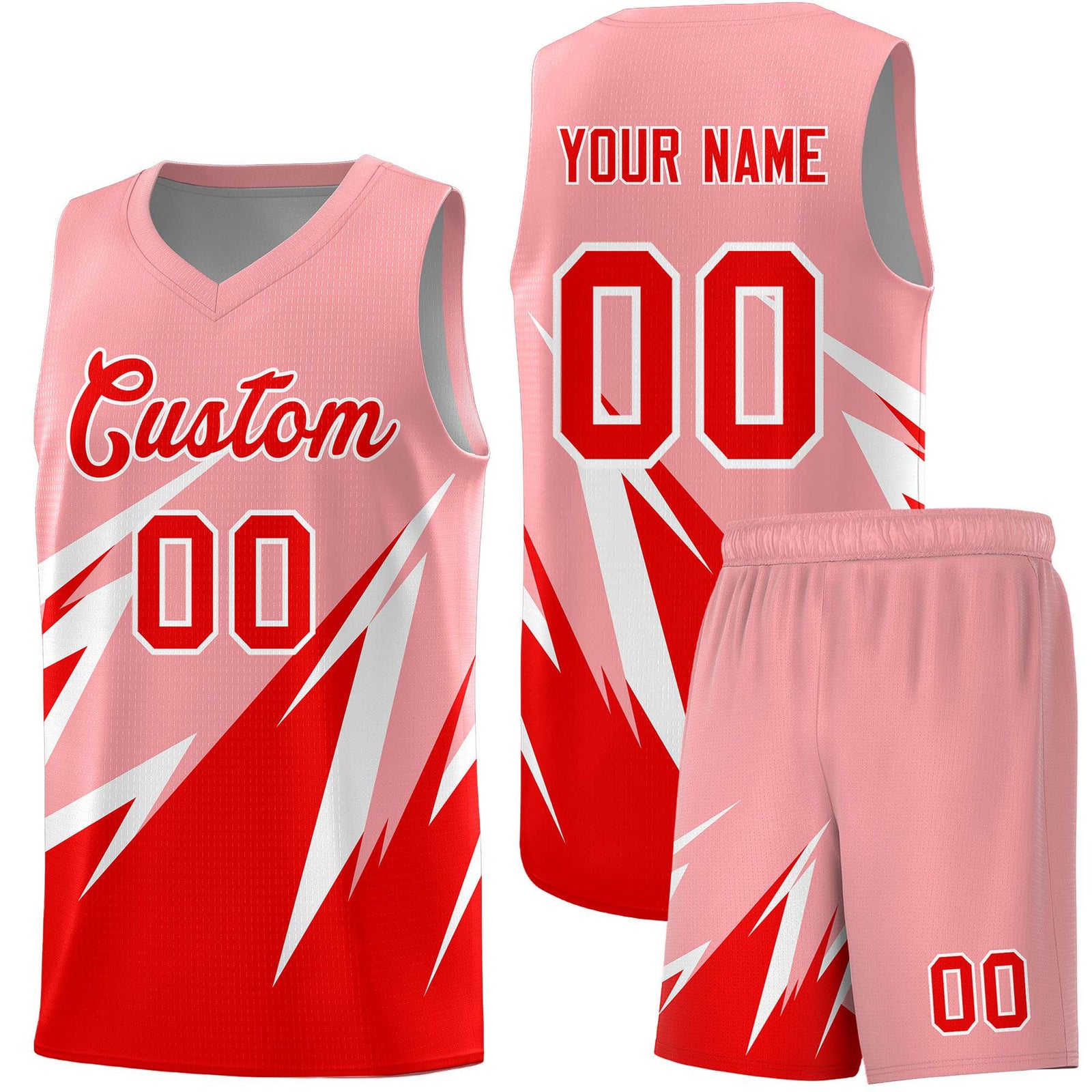 Custom Light Pink Abstract Mountain Pattern Sports Uniform Basketball Jersey
