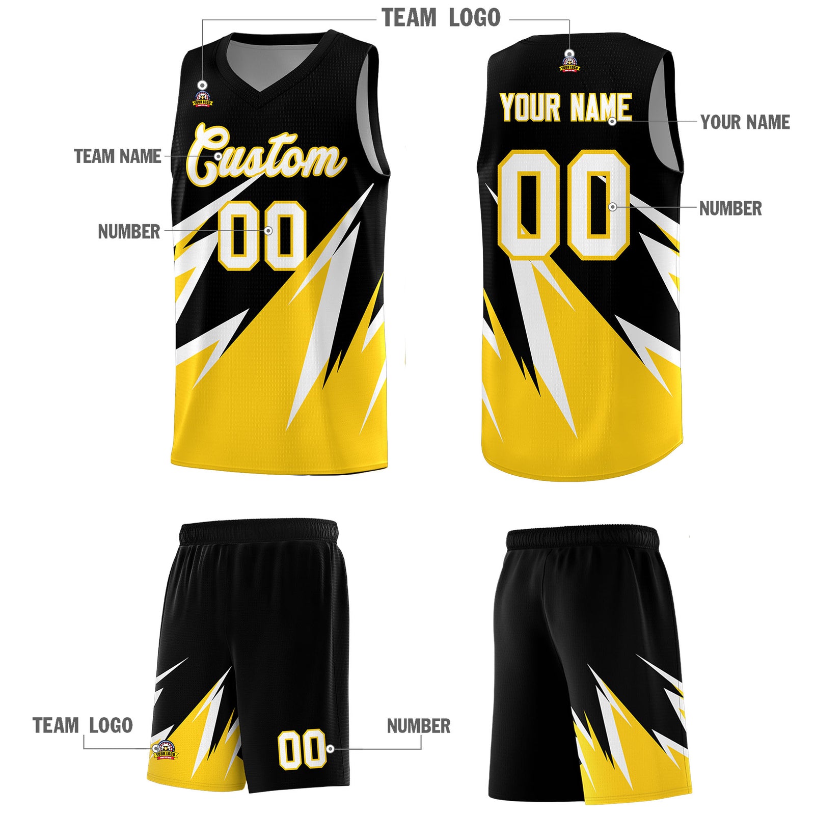 Custom Black Abstract Mountain Pattern Sports Uniform Basketball Jersey